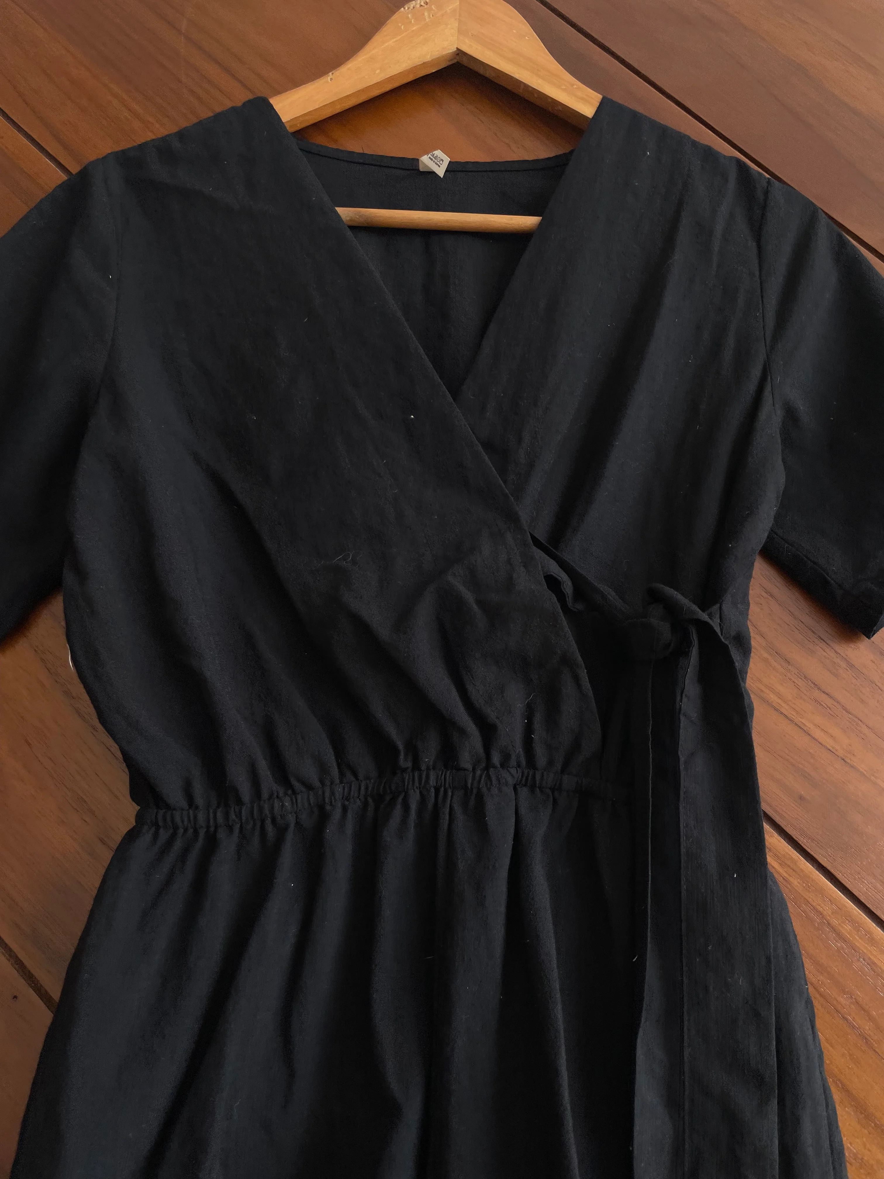 Wrap Solid Black Romper-Bust 36 - Image 2