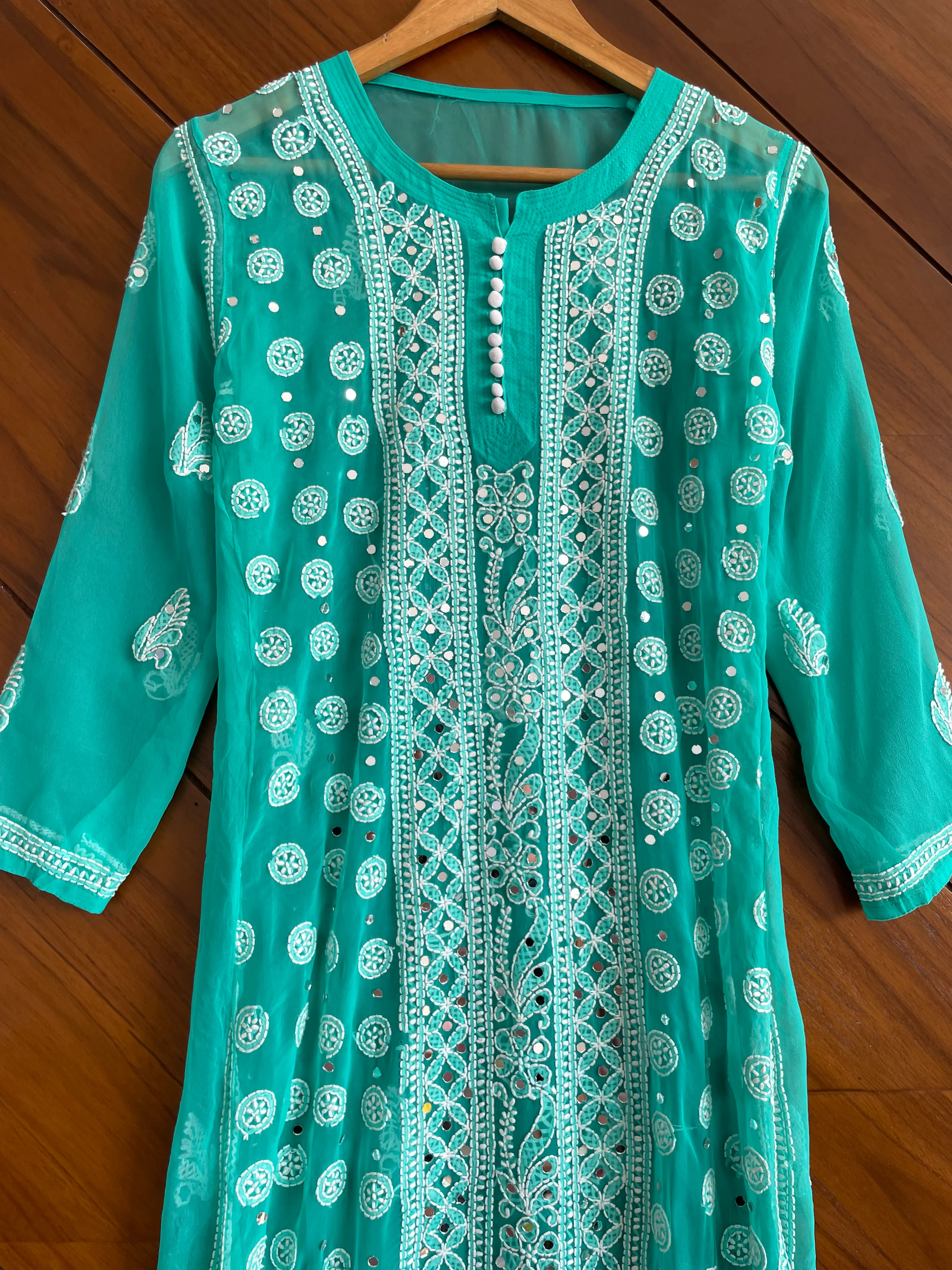 Embroidered Sheer Kurta-Bust 34 - Image 2