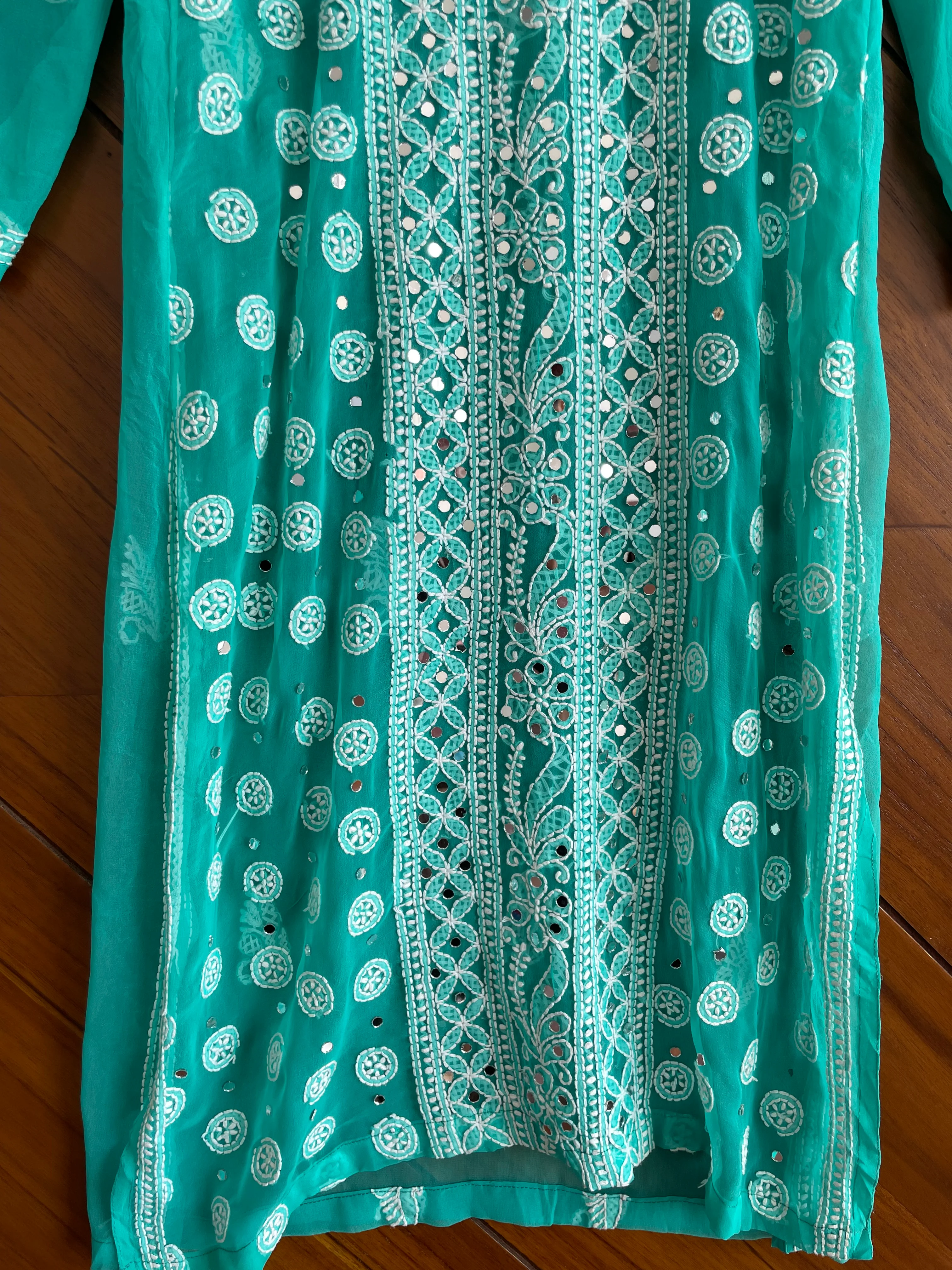 Embroidered Sheer Kurta-Bust 34 - Image 3