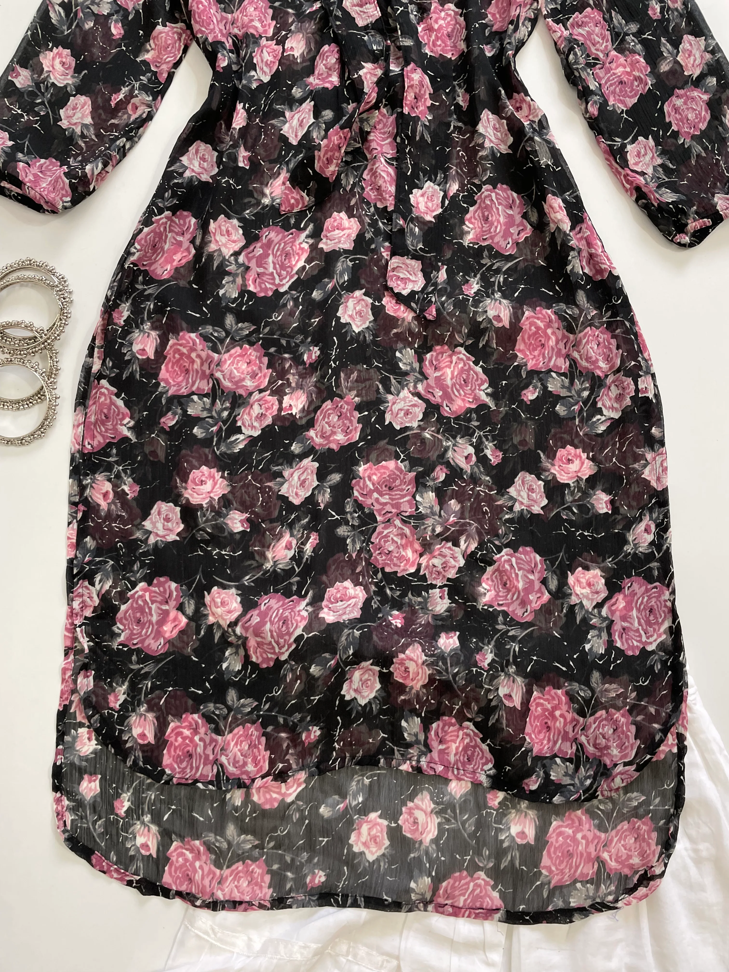 Roses Sheer Kurti-Bust 32 - Image 3