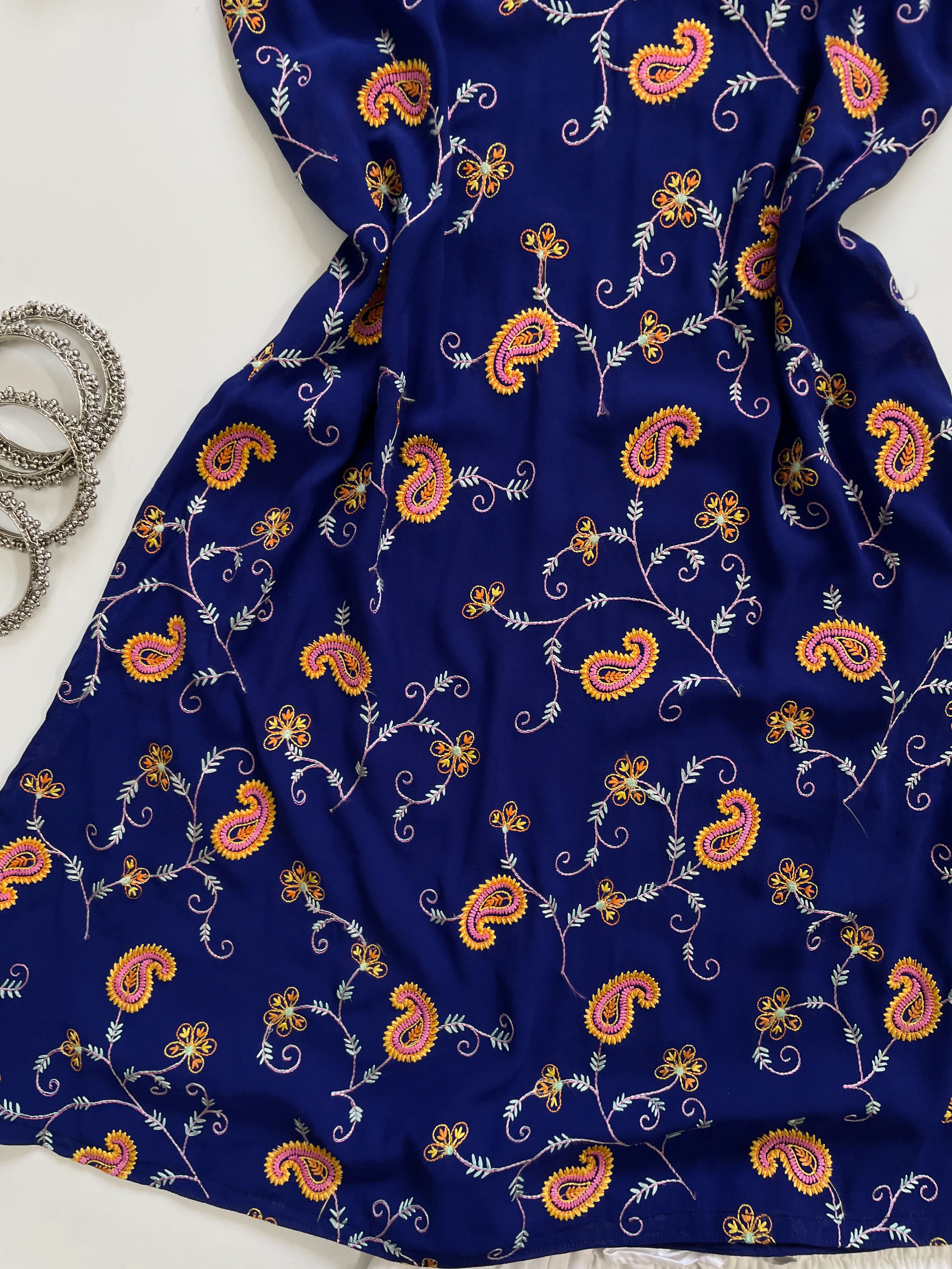 Paisley Embroidered Sheer Kurti-Bust 30 - Image 3
