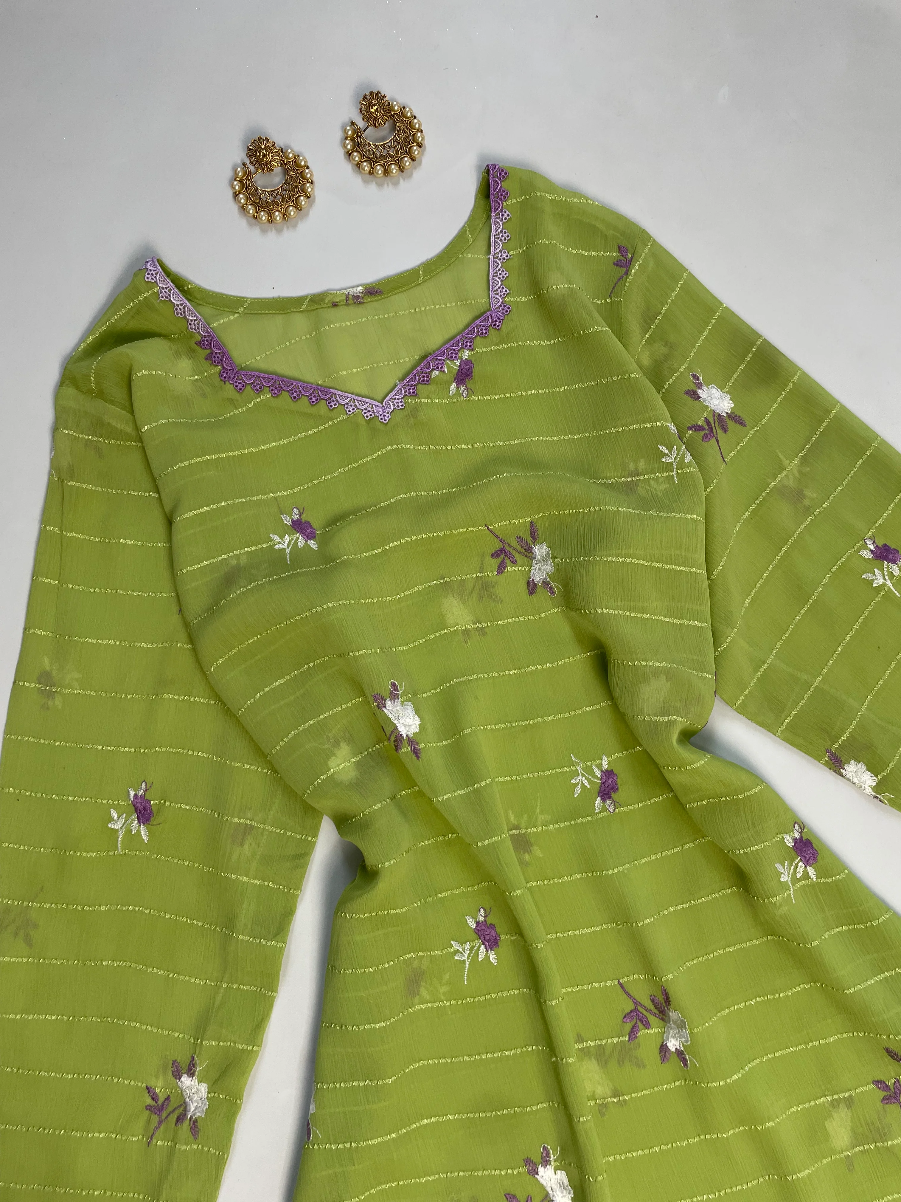 Embroidered Sheer Kurti-Bust 46 - Image 2