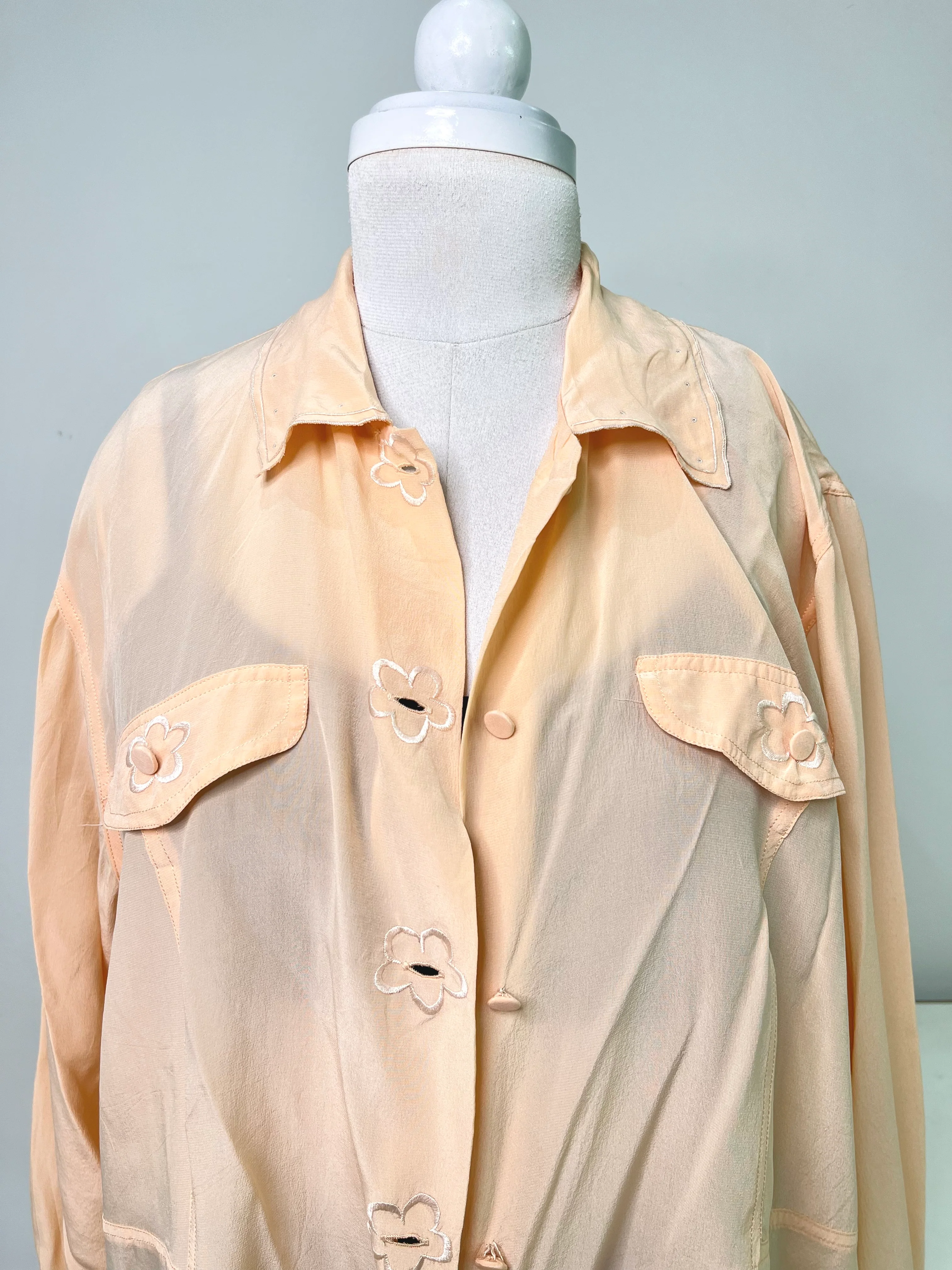Embroidered Pure Silk Shirt-Bust 44 - Image 2