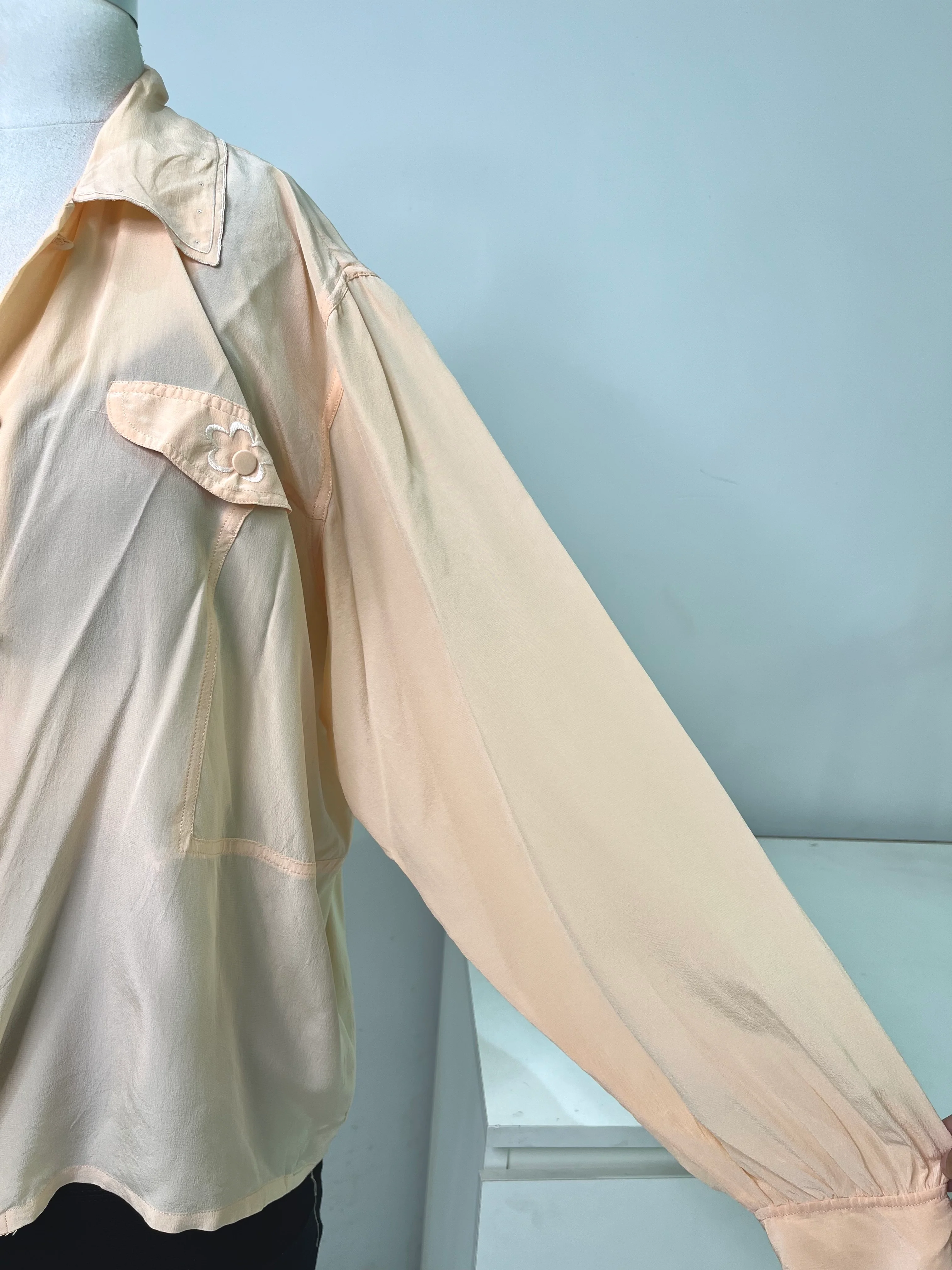 Embroidered Pure Silk Shirt-Bust 44 - Image 3