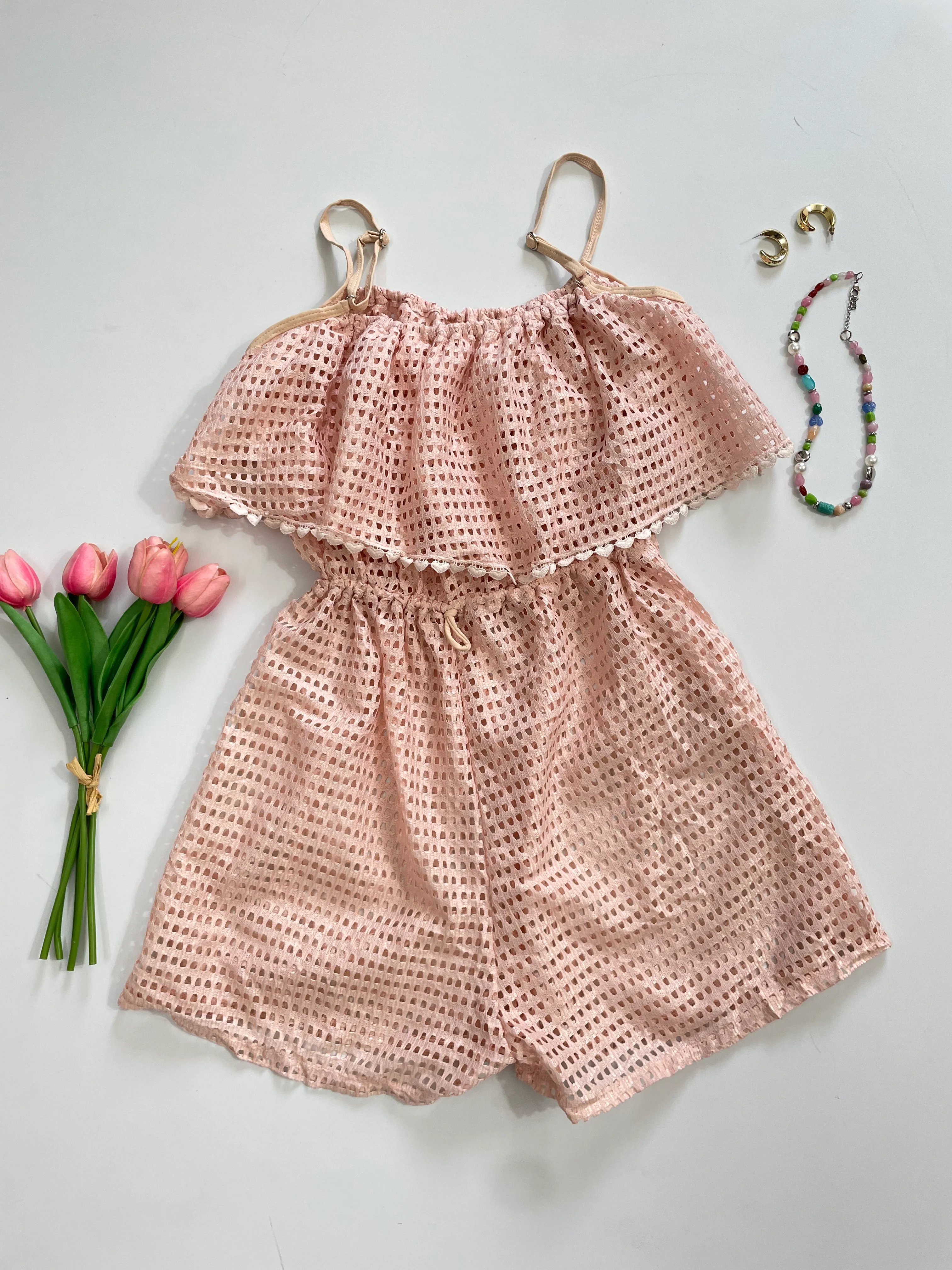 Peach Sheer Romper-Bust 30 to 34
