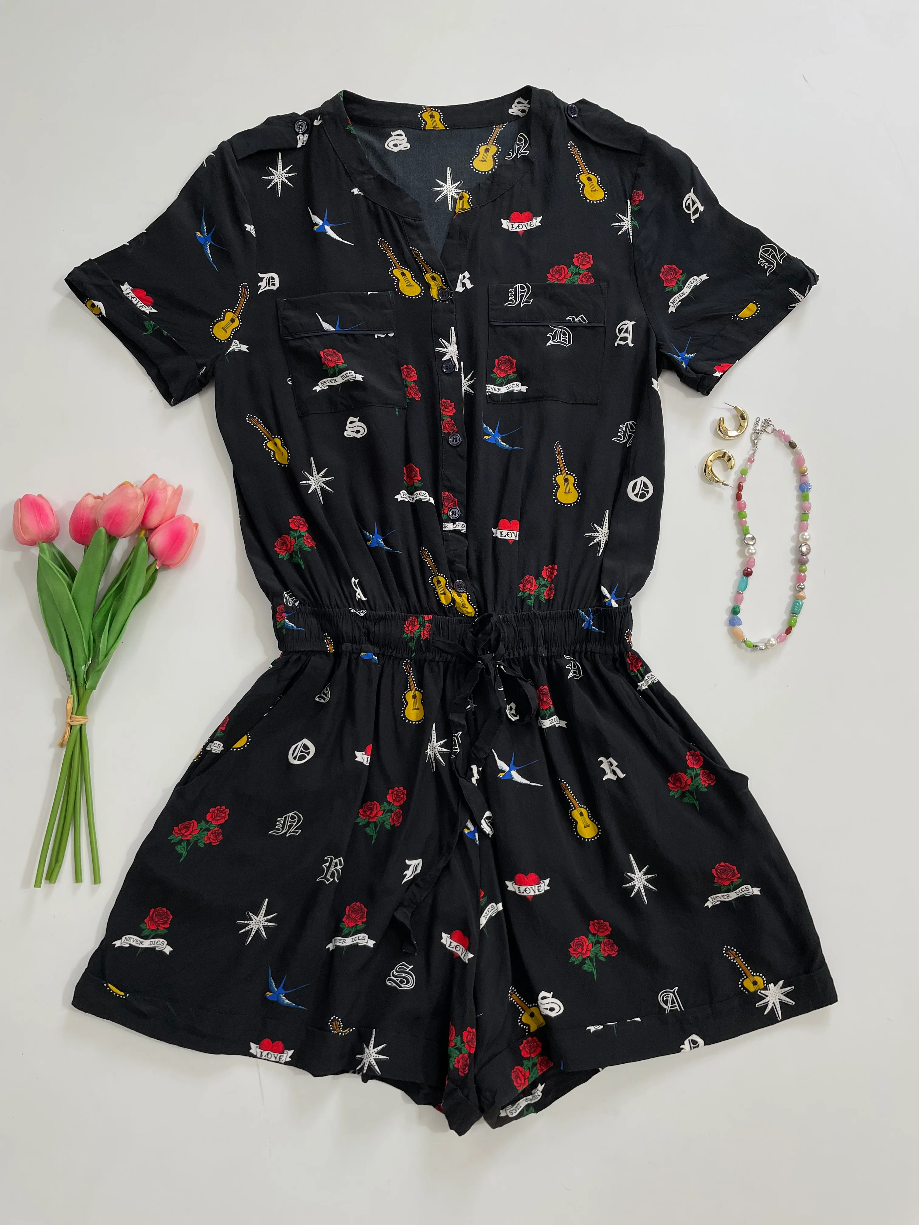 100% Silk Romper-Bust 34