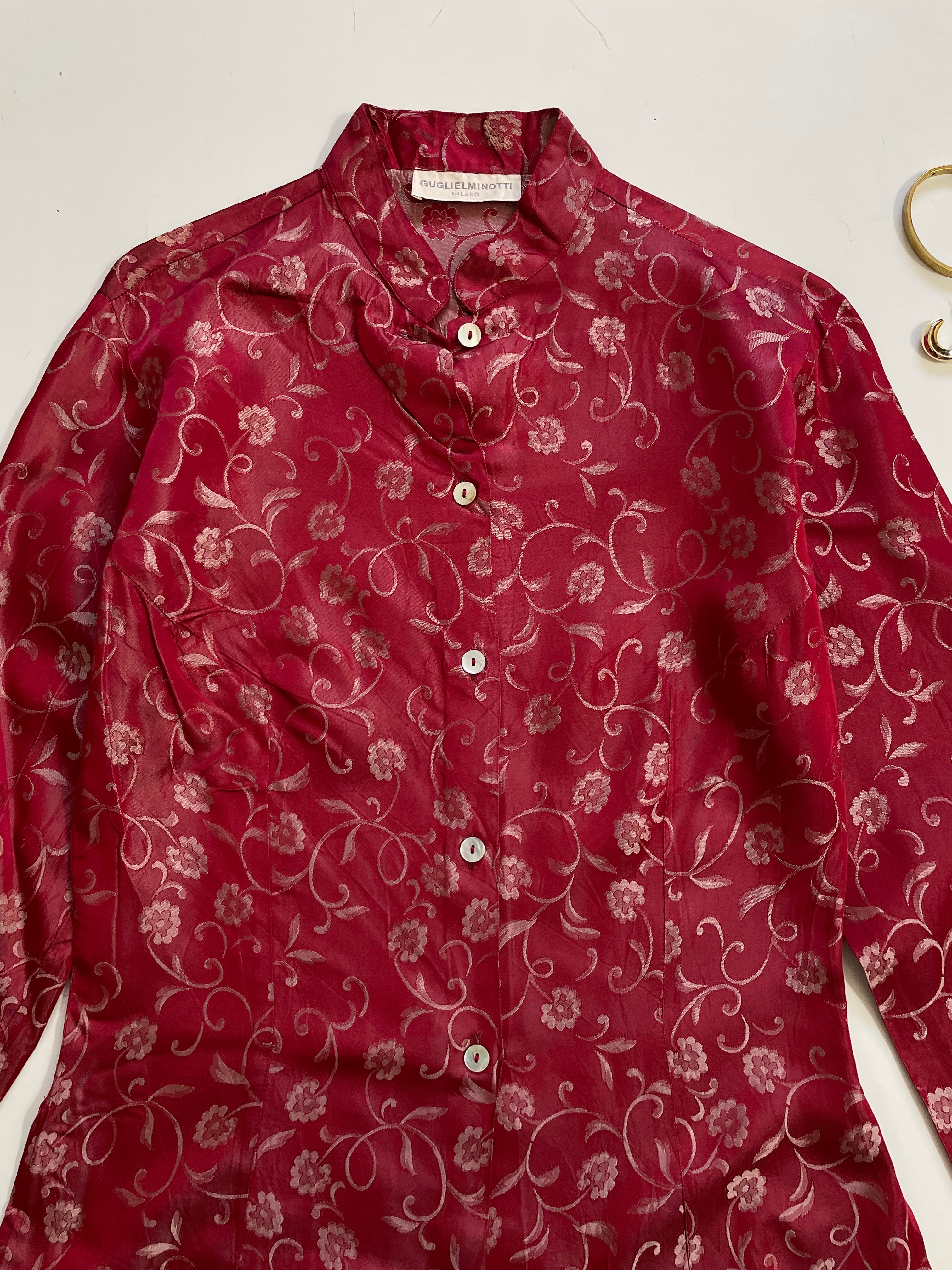 Jacquard Maroon Shirt-Bust 34 - Image 3