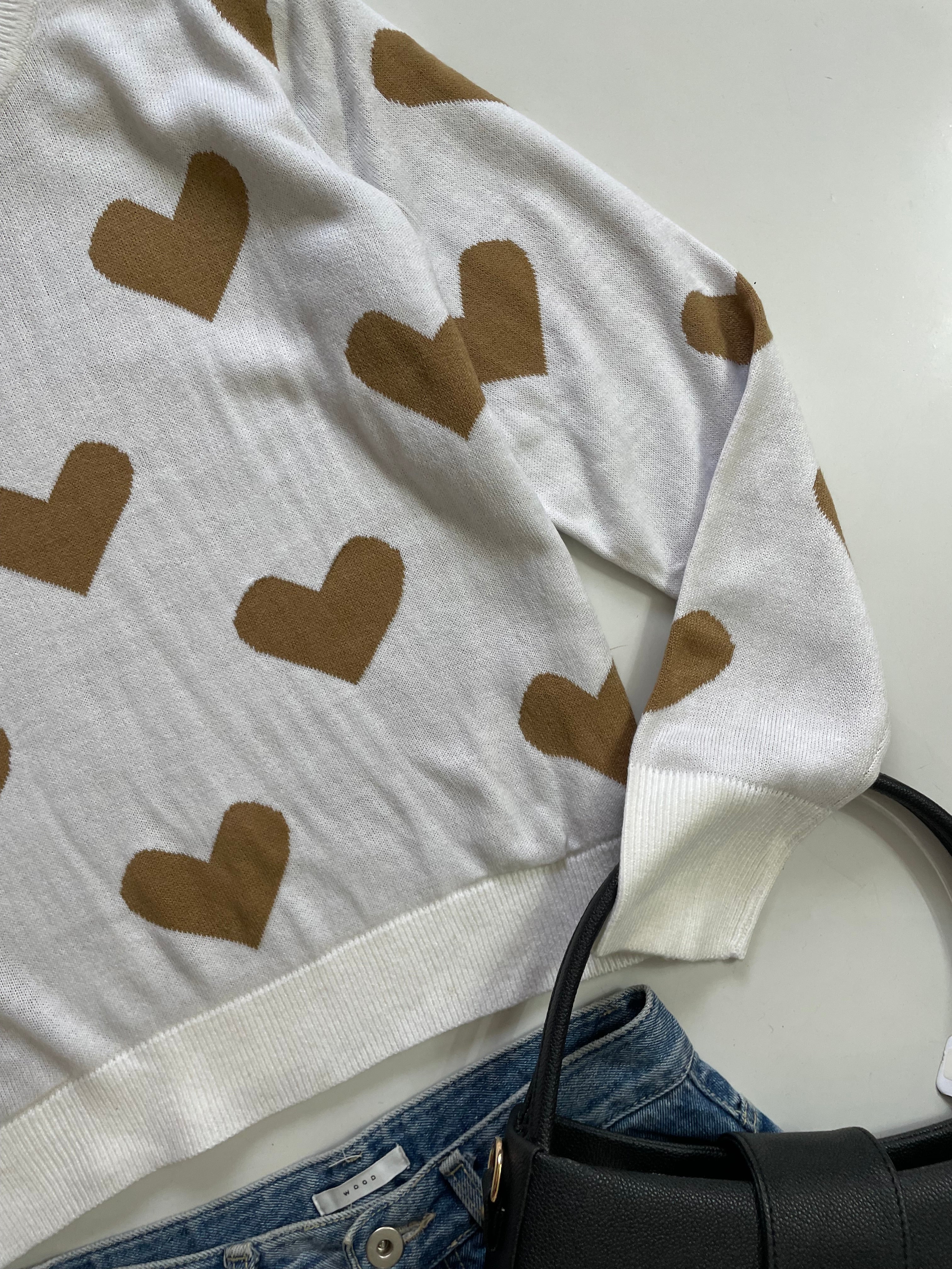 SINSAY KOREAN BROWN HEARTS SUPER SOFT SWEATER - Image 3