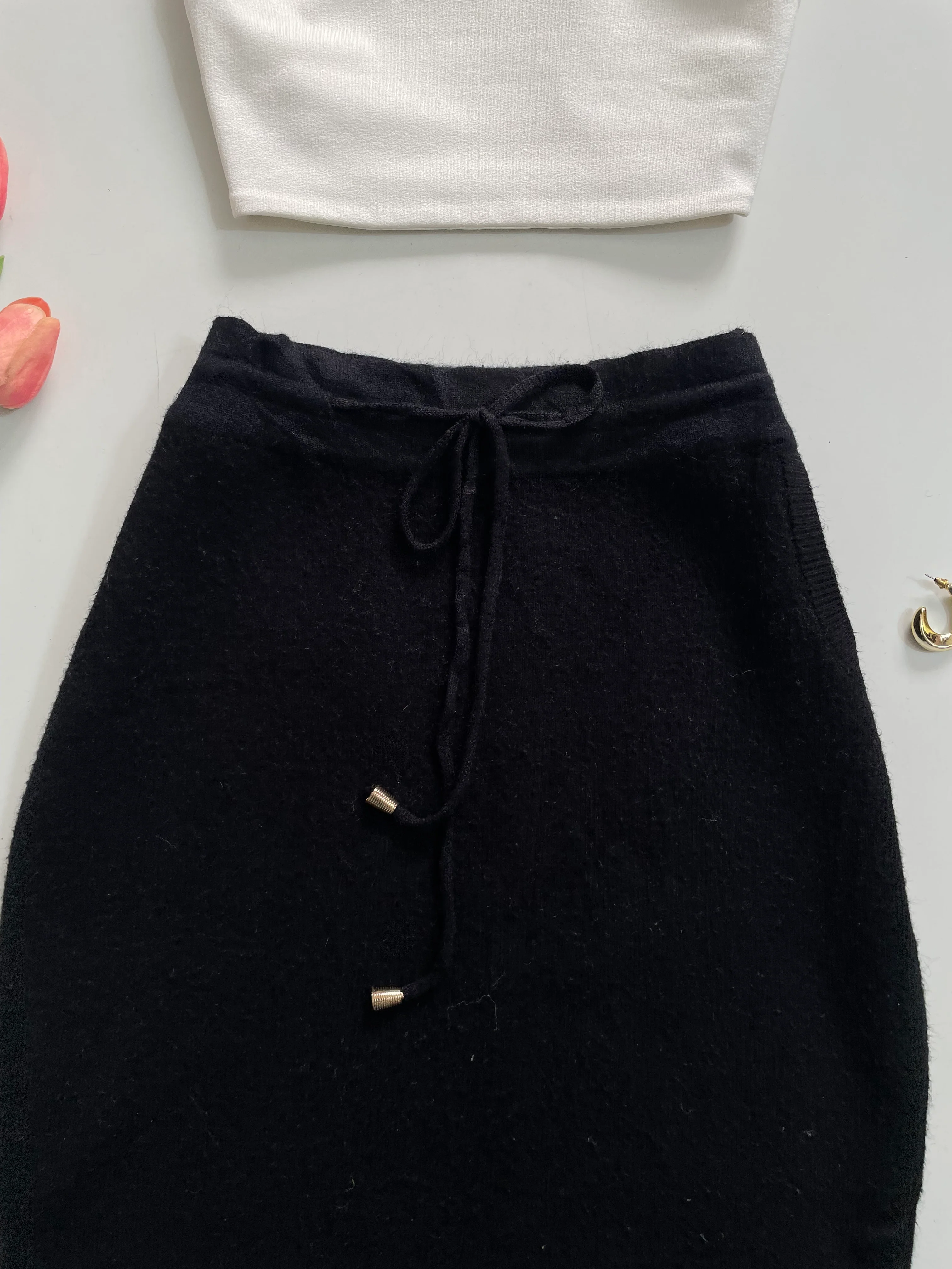 Black Drawstring Skirt - Waist 26 to 30 - Image 2