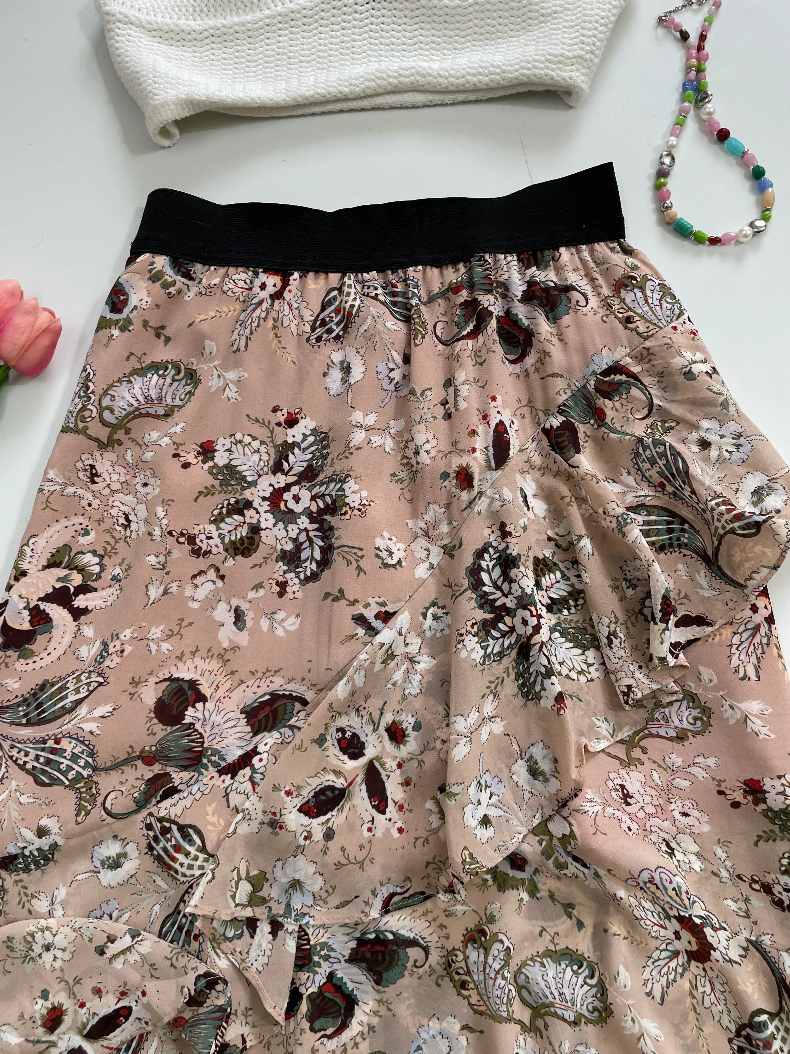 Paisley Ruffle Long Skirt-Waist 28 to 30 - Image 2