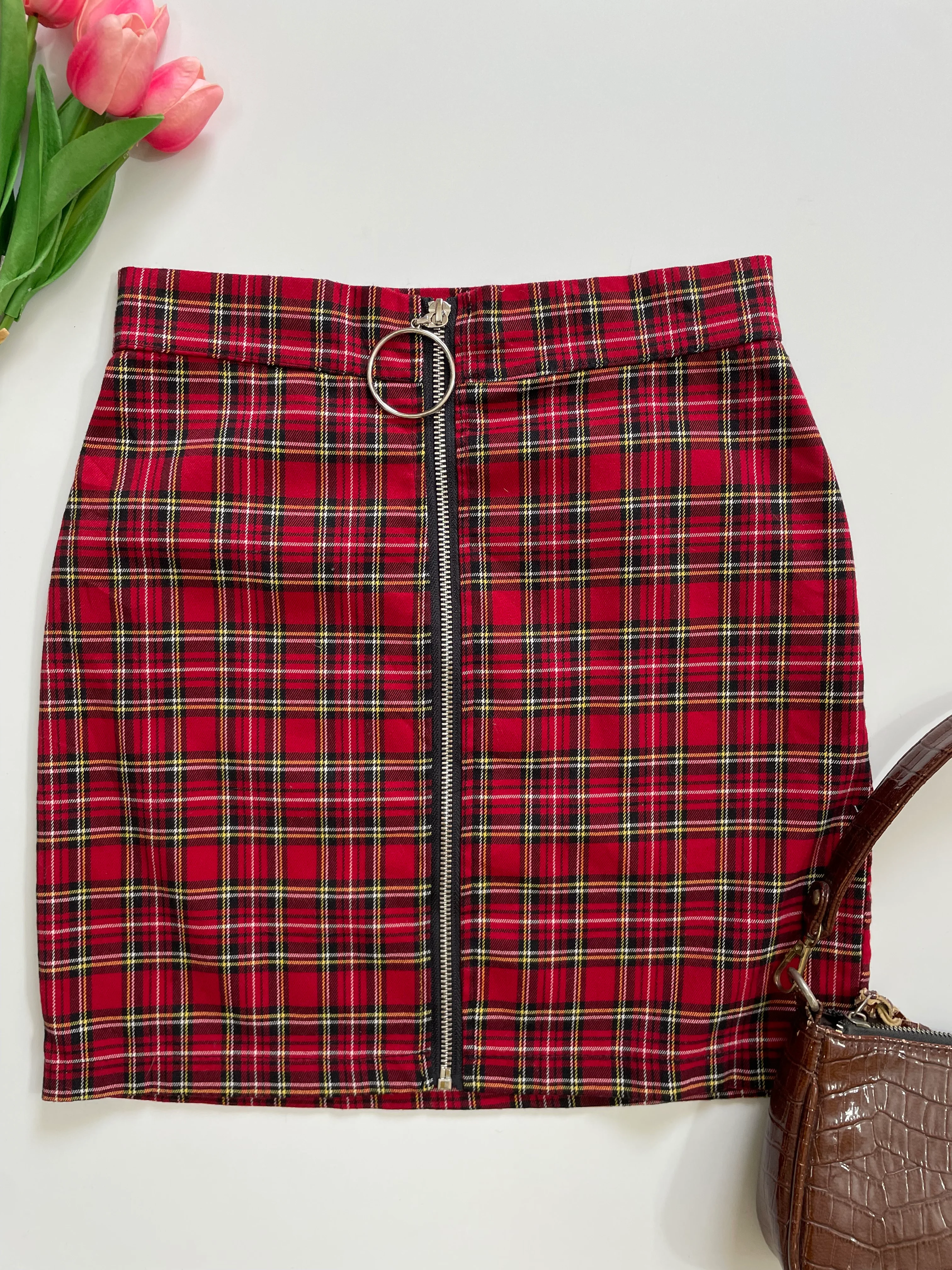 Cherry Plaid Skirt-Waist 26 - Image 2