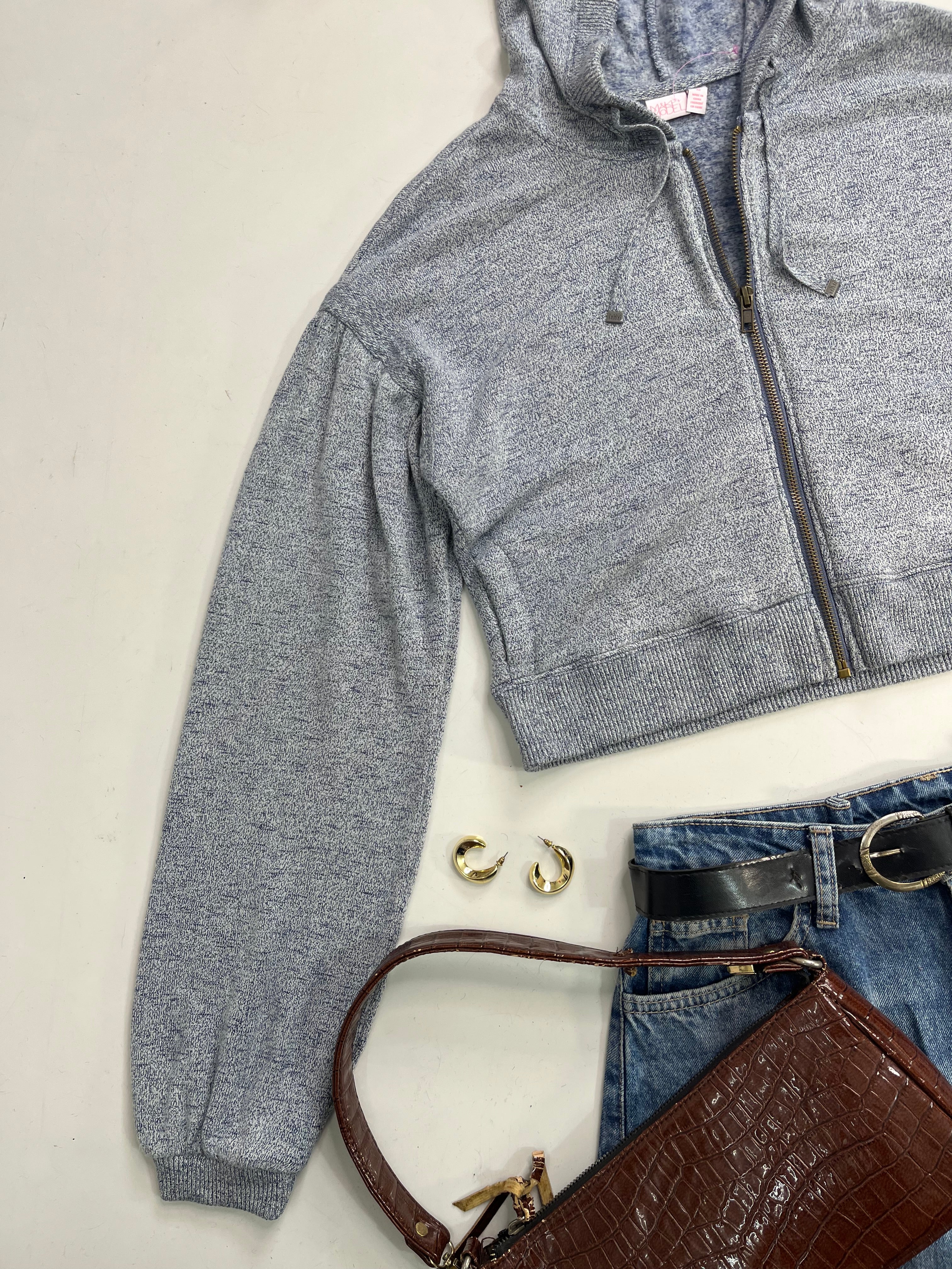 Ash Blue Soft Hooded Zipper - Bust 34 to 38 - Image 2