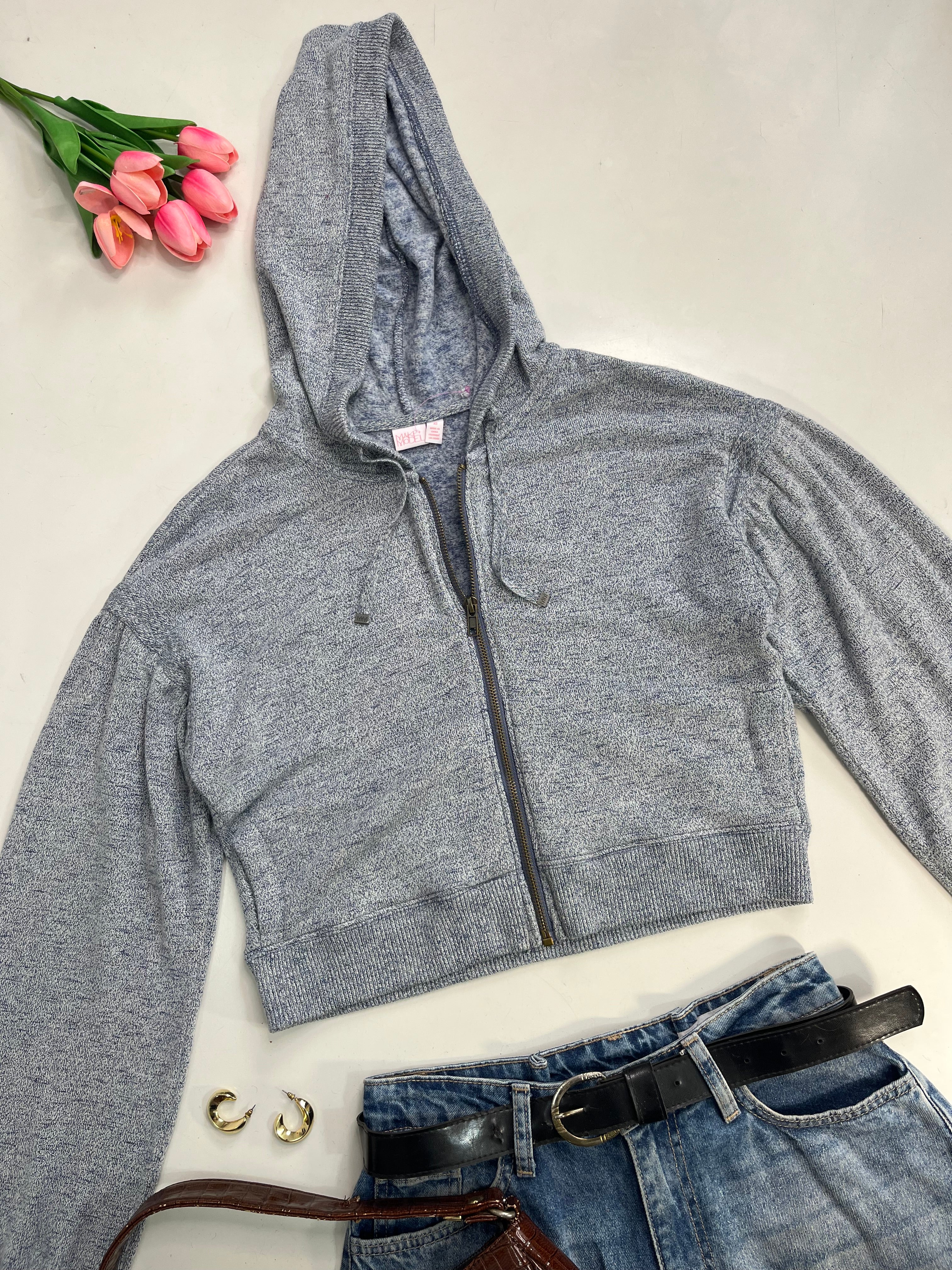 Ash Blue Soft Hooded Zipper - Bust 34 to 38 - Image 3