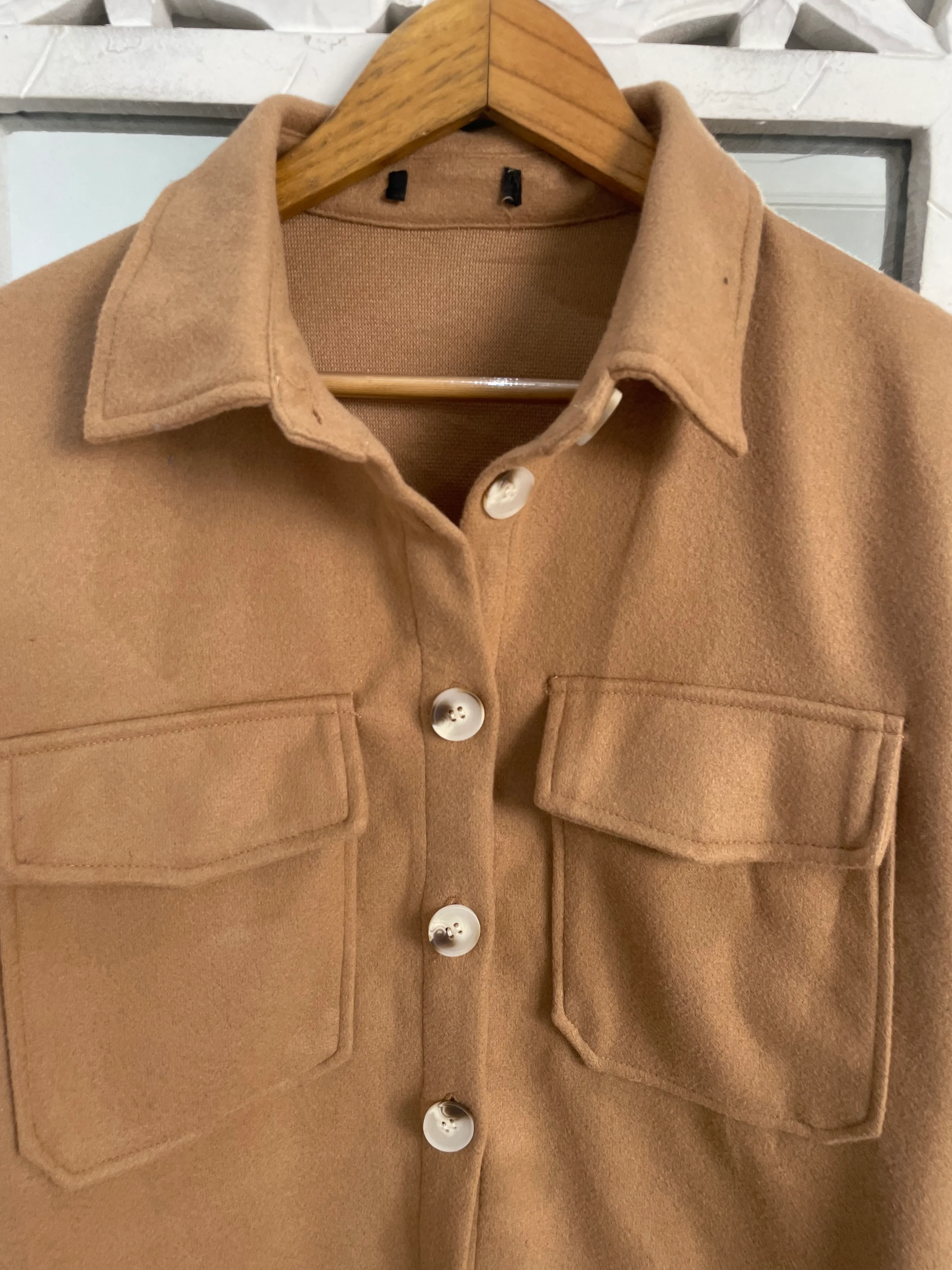 Tan Super Thick Warm Baggy Shacket-Chest 42 - Image 2