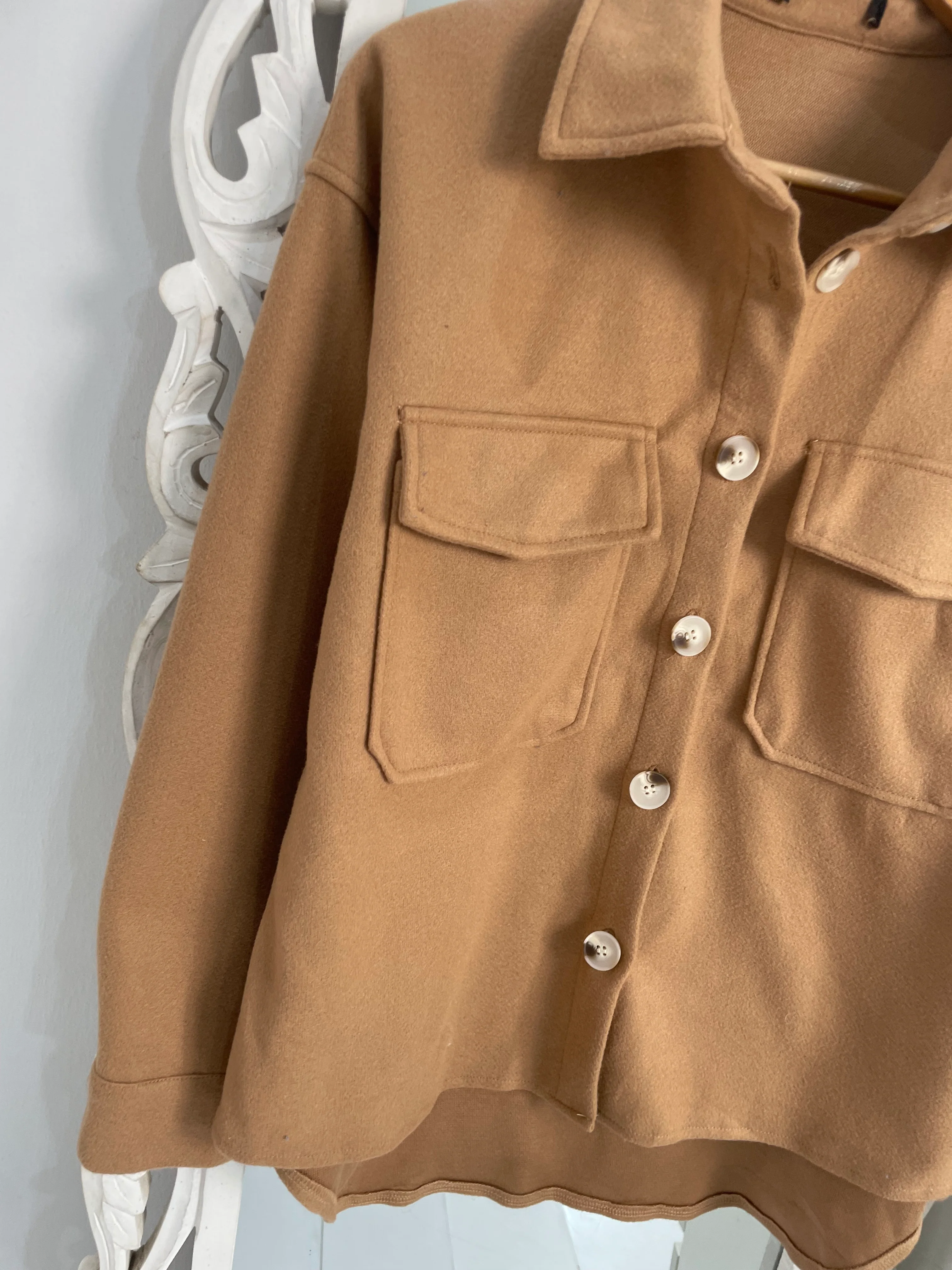 Tan Super Thick Warm Baggy Shacket-Chest 42 - Image 3