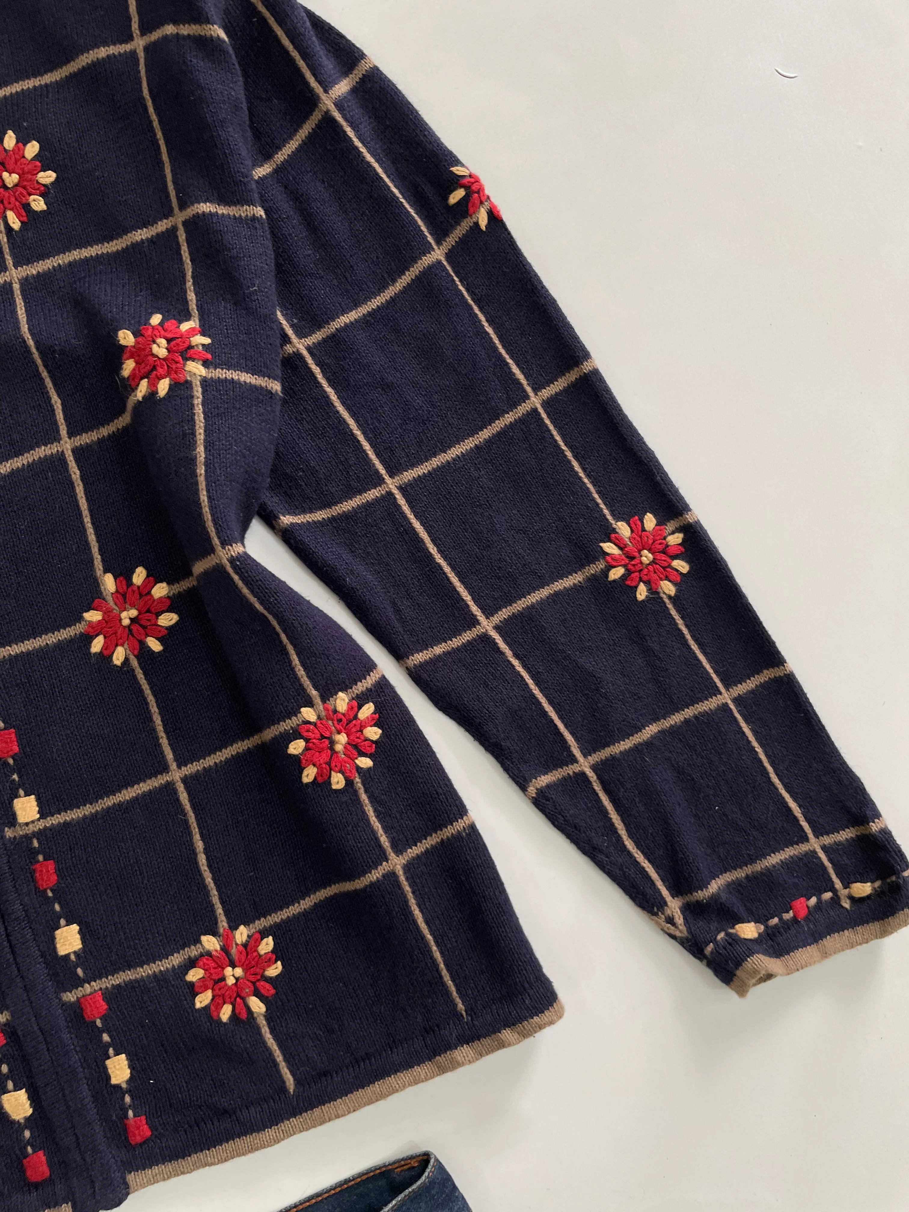 Christopher & Banks Hand Embroidered Zipper Sweater-Bust 44 - Image 3