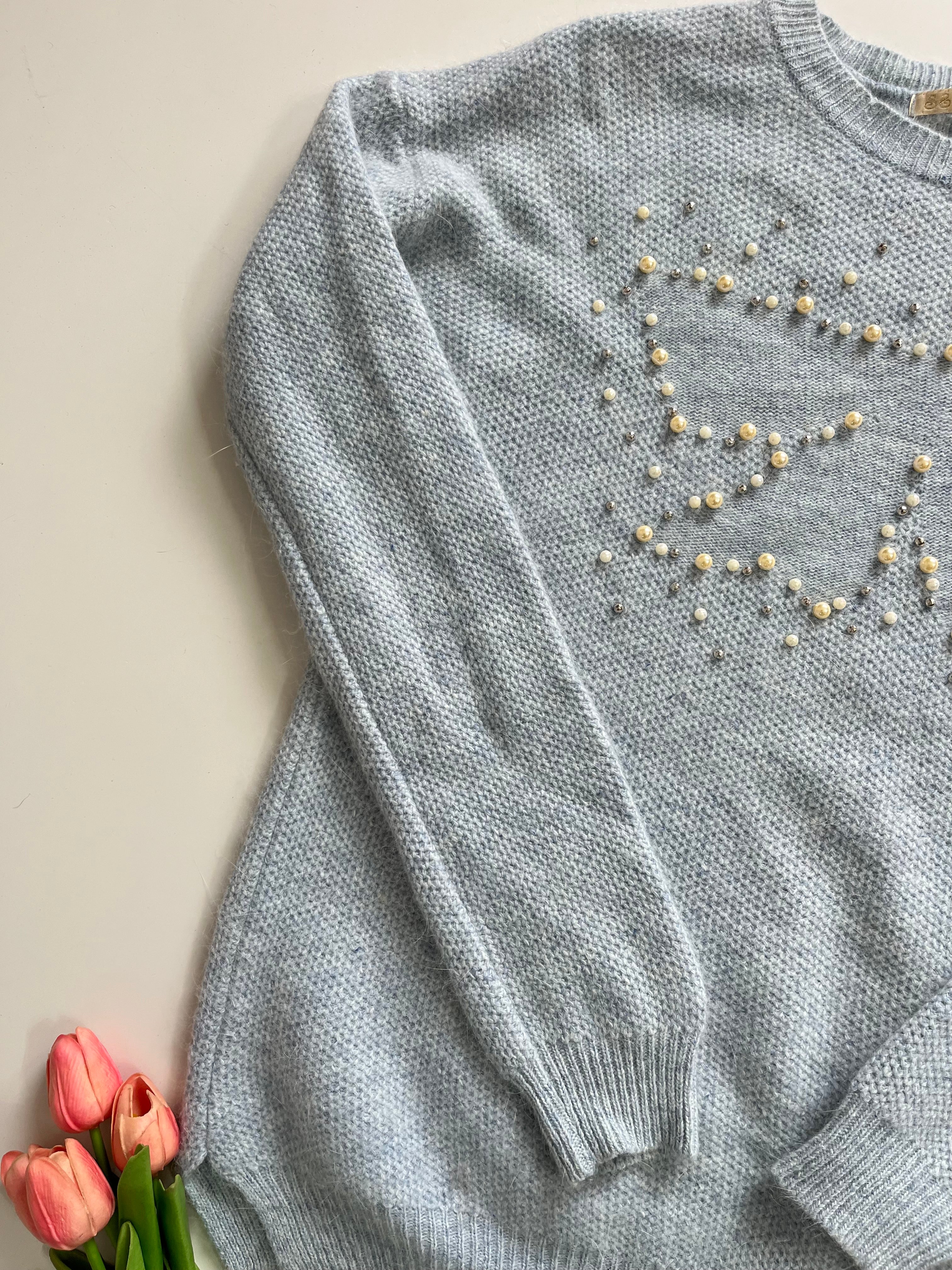 ANGORA BABY BLUE PEARL SWEATER - BUST 38 to 42 - Image 3