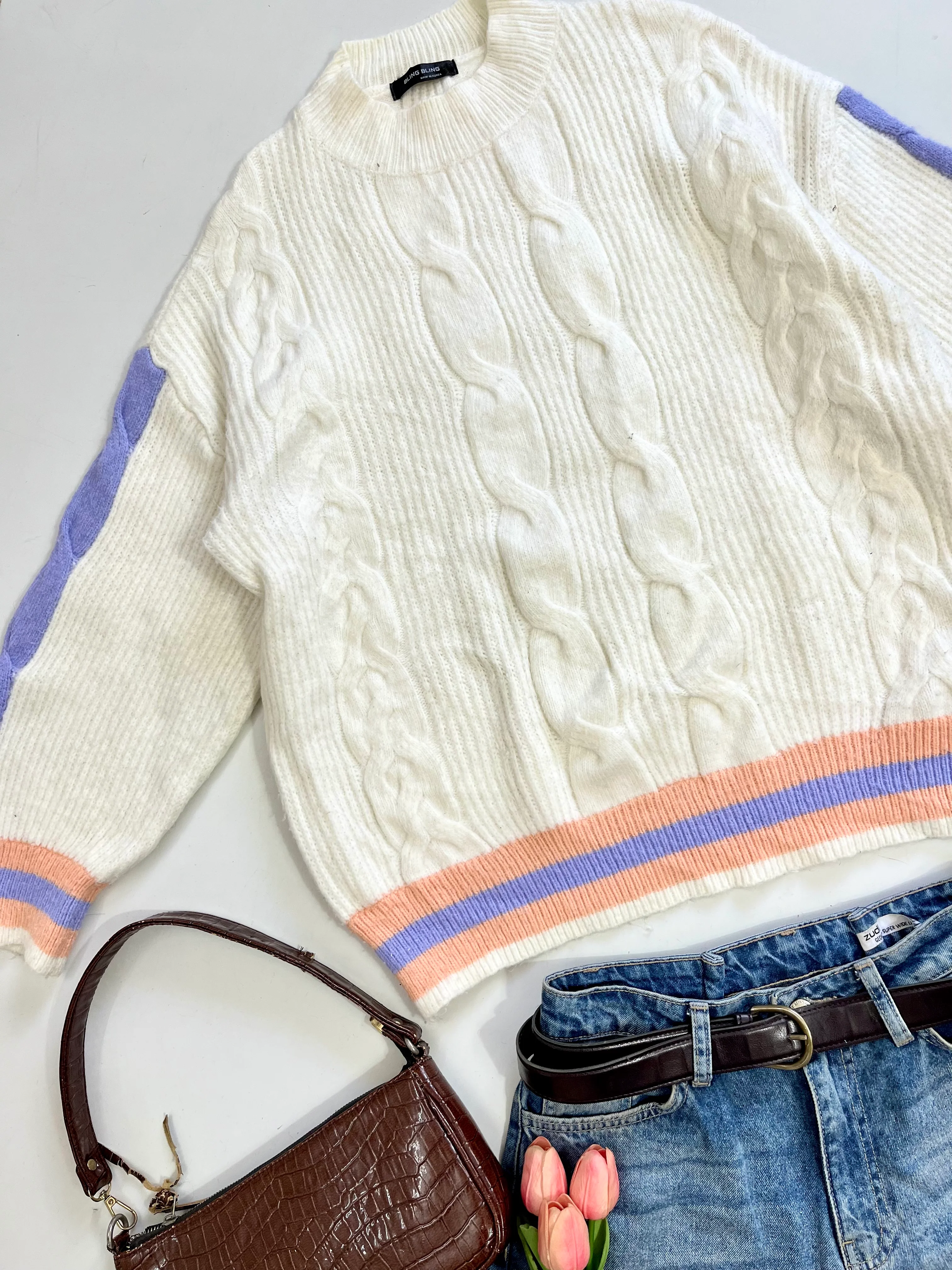 Bling Bling Cable Knit Soft Sweater - Bust 44 to 46 - Image 2