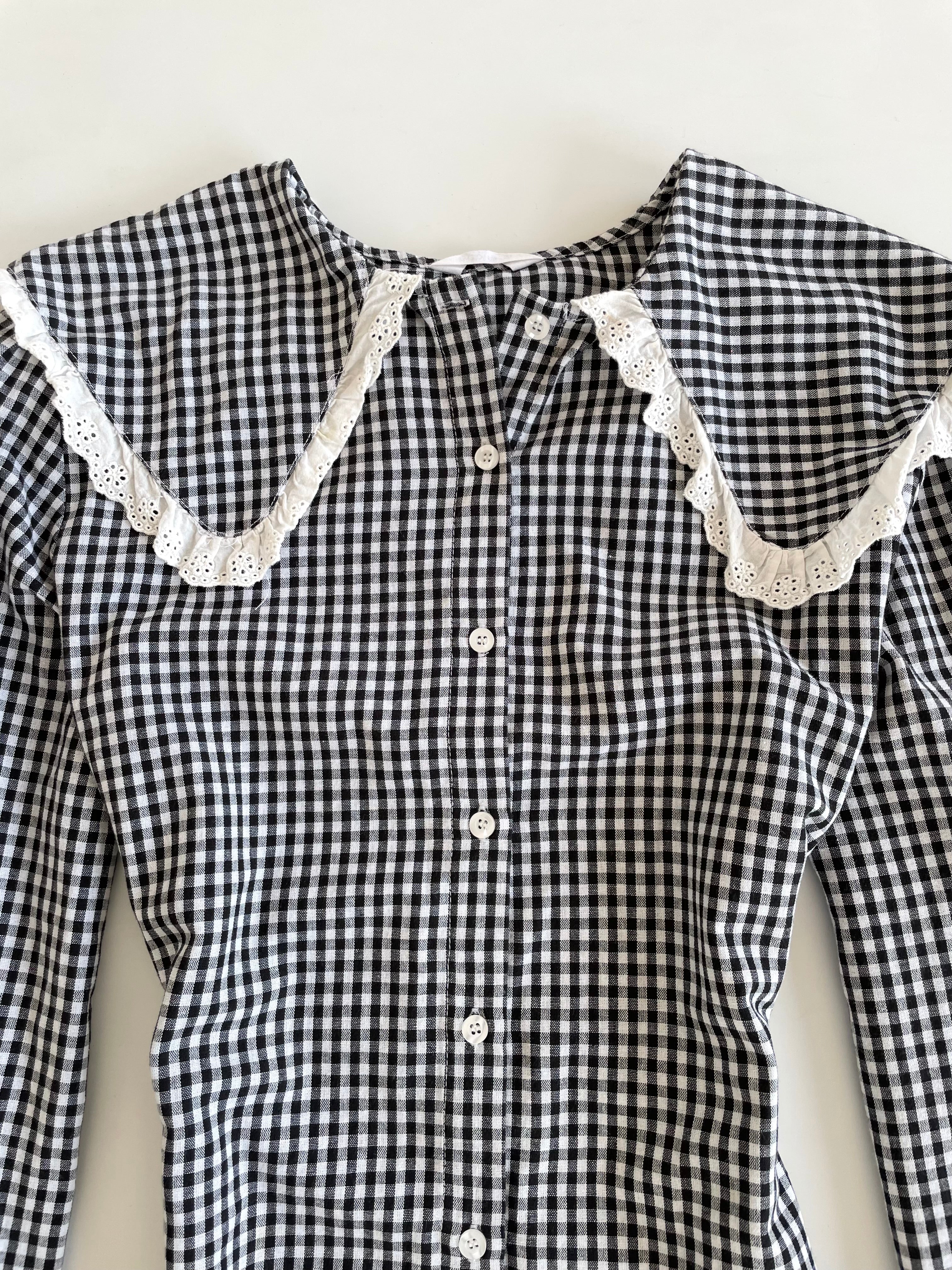 Gingham Peter Pan Shirt-Bust 42 - Image 3