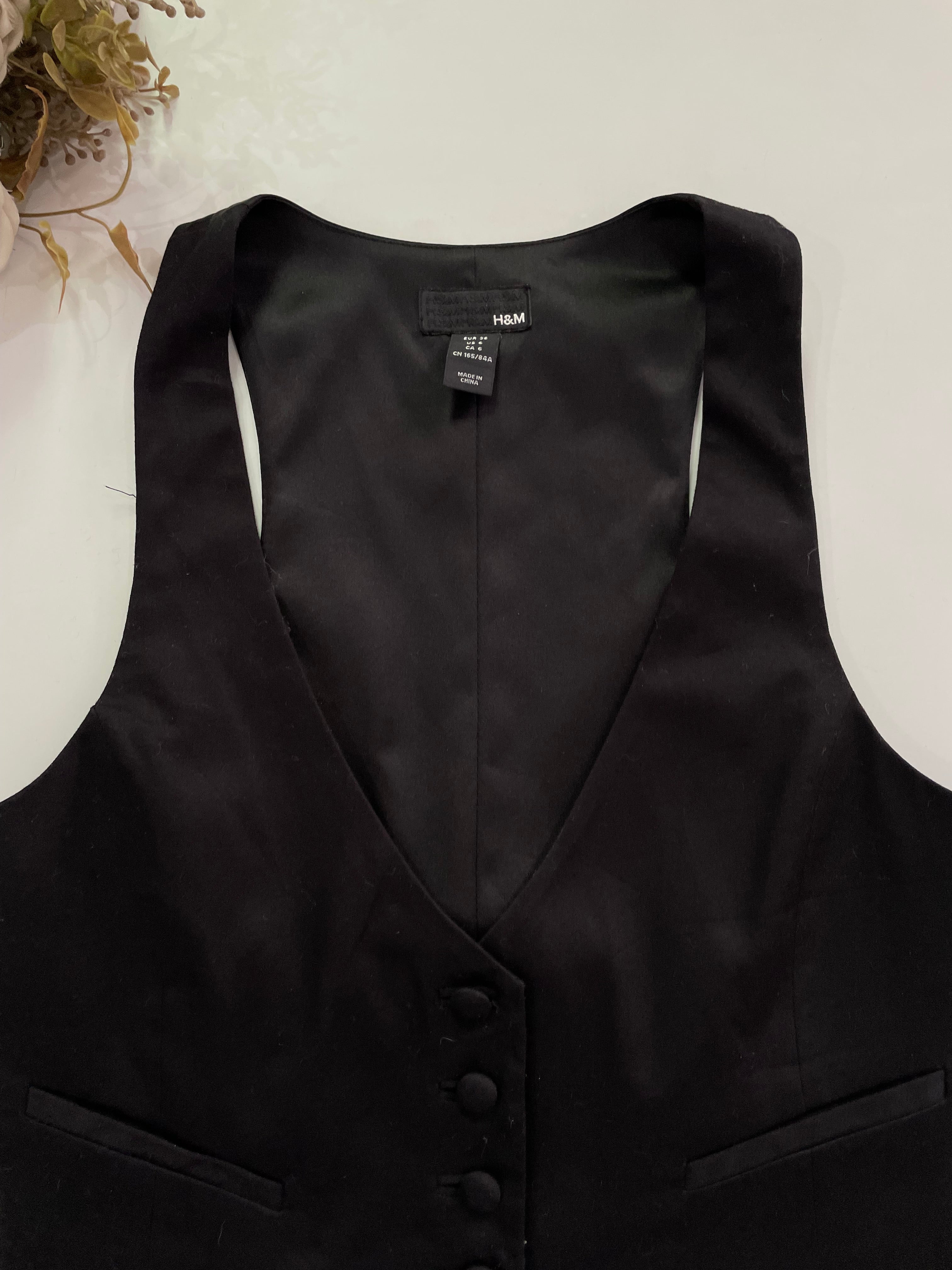 H&M Black Waistcoat-Bust 32 - Image 2