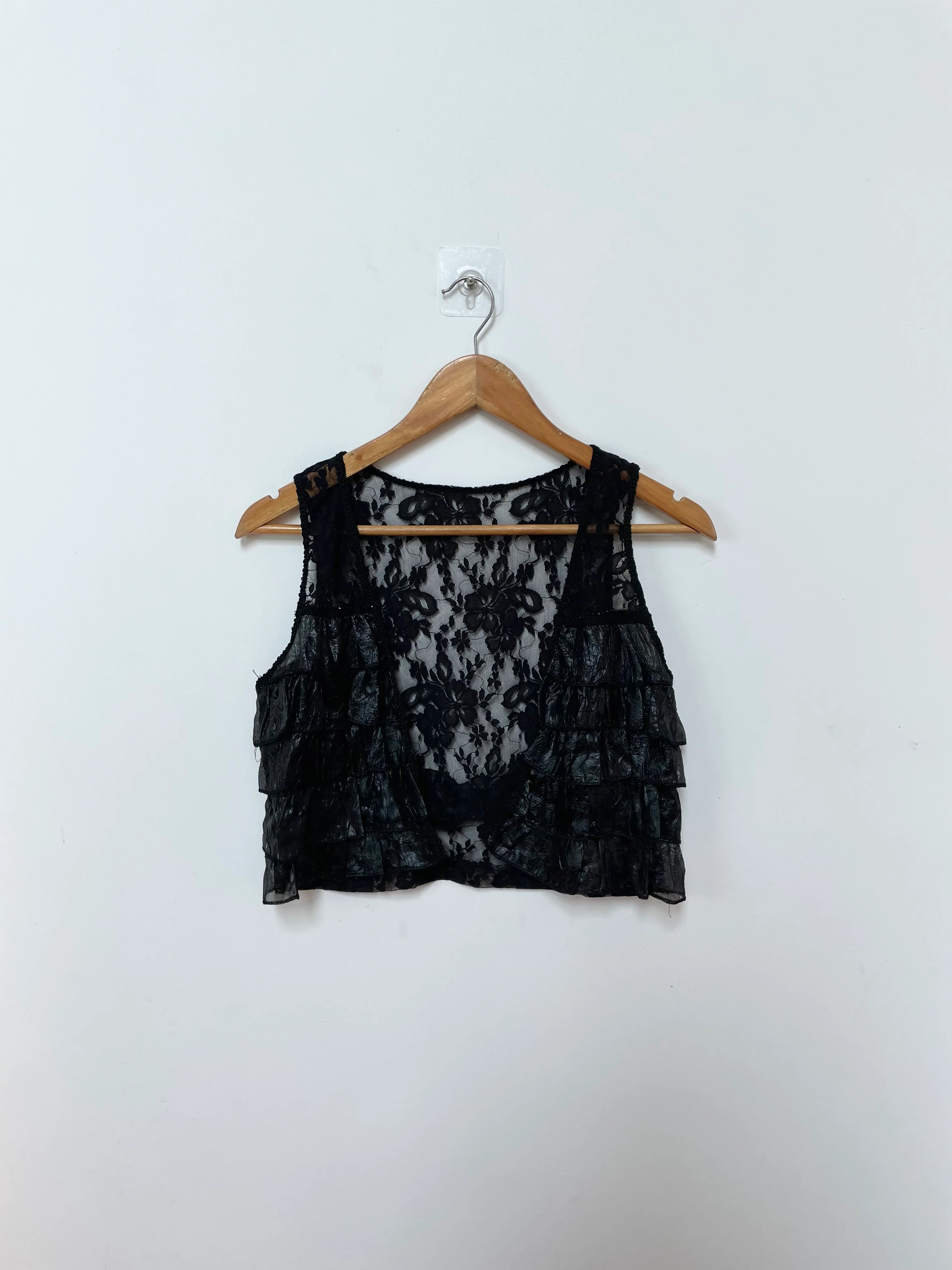 Lace Sheer Ruffle Shrug-Bust 30 to 32