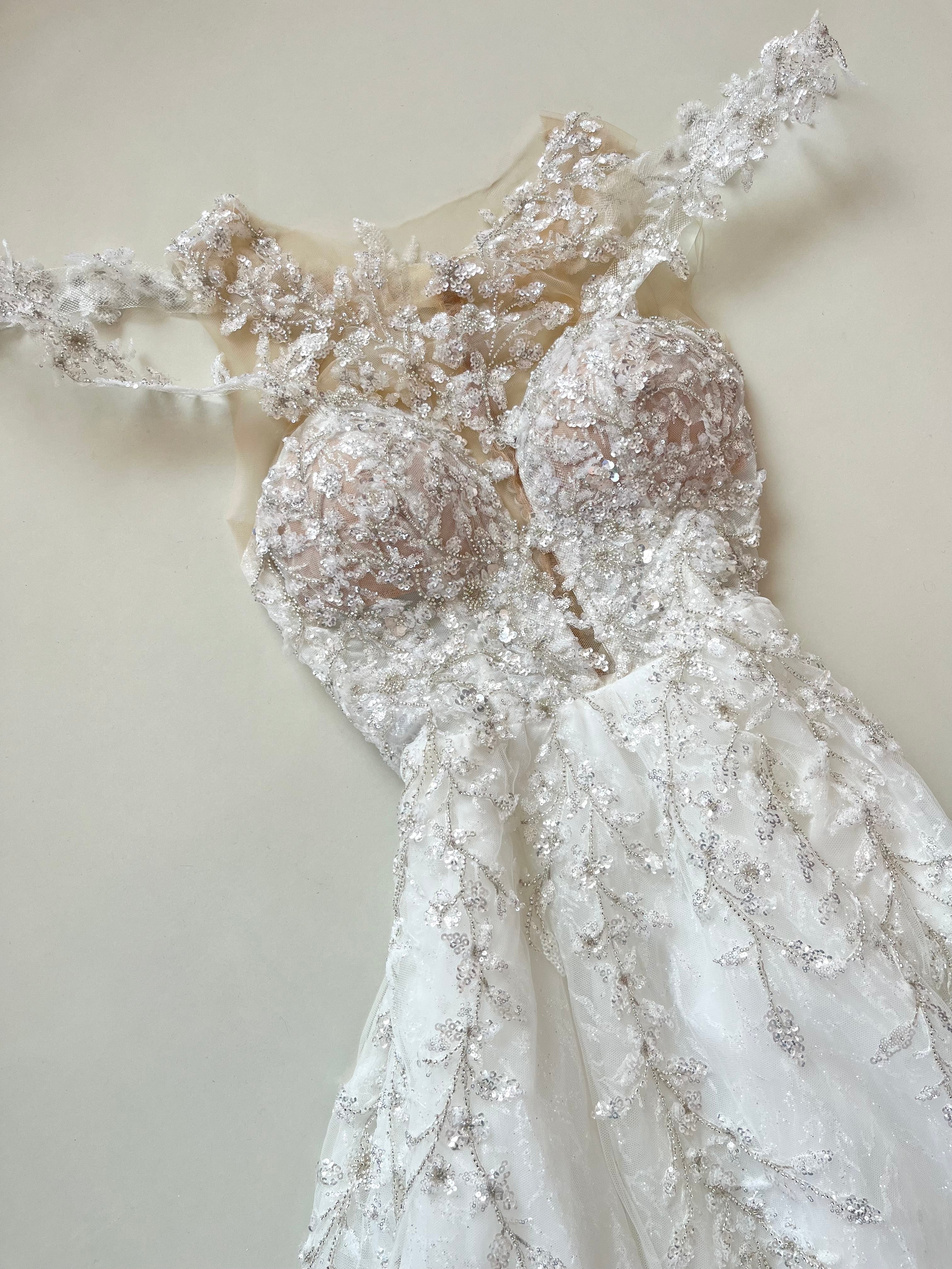 Fairycore Heavily Embroidered Vintage Dress-Bust 32 - Image 3