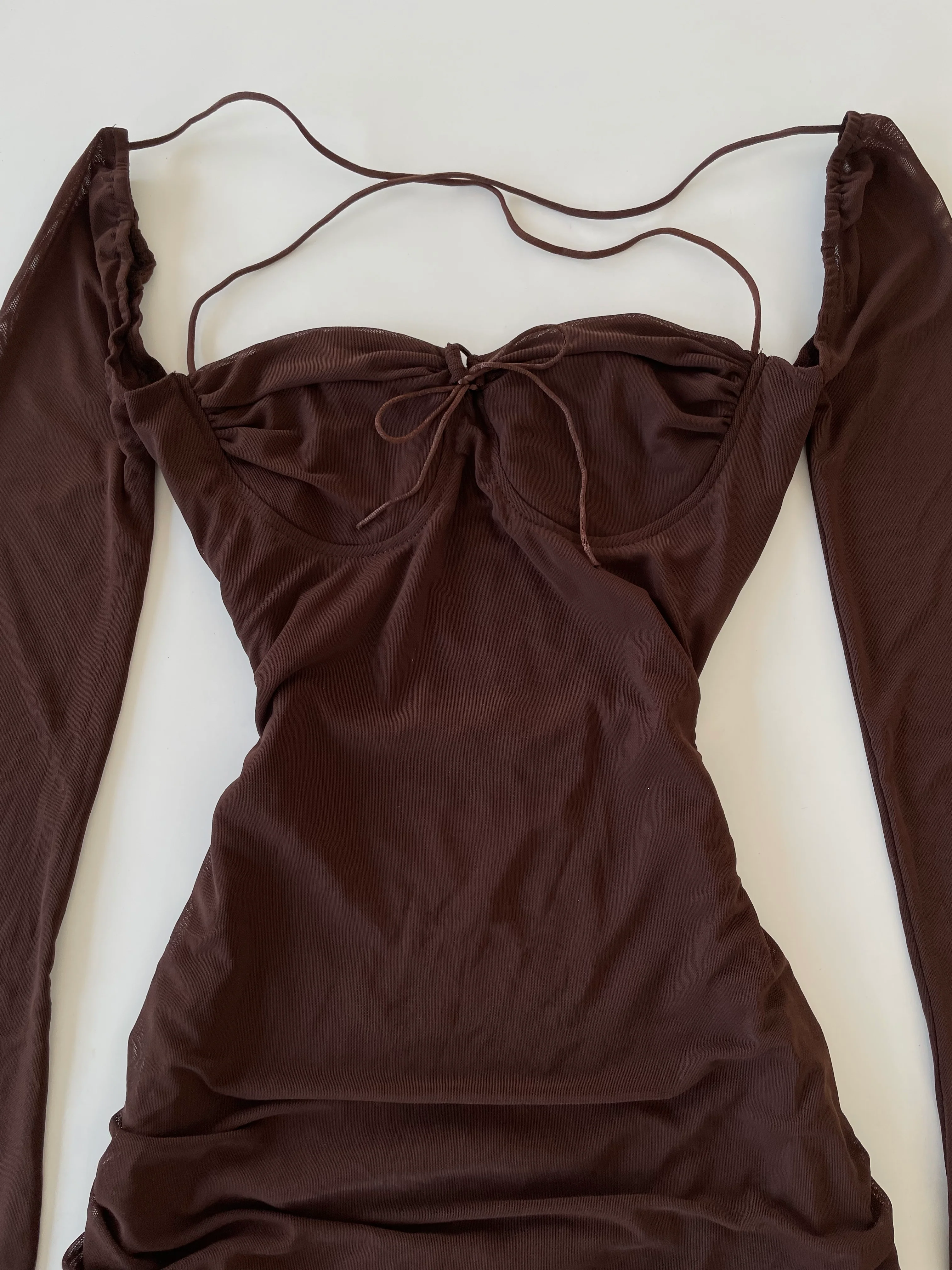 Ruched Brown Dress-Bust 30 - Image 2