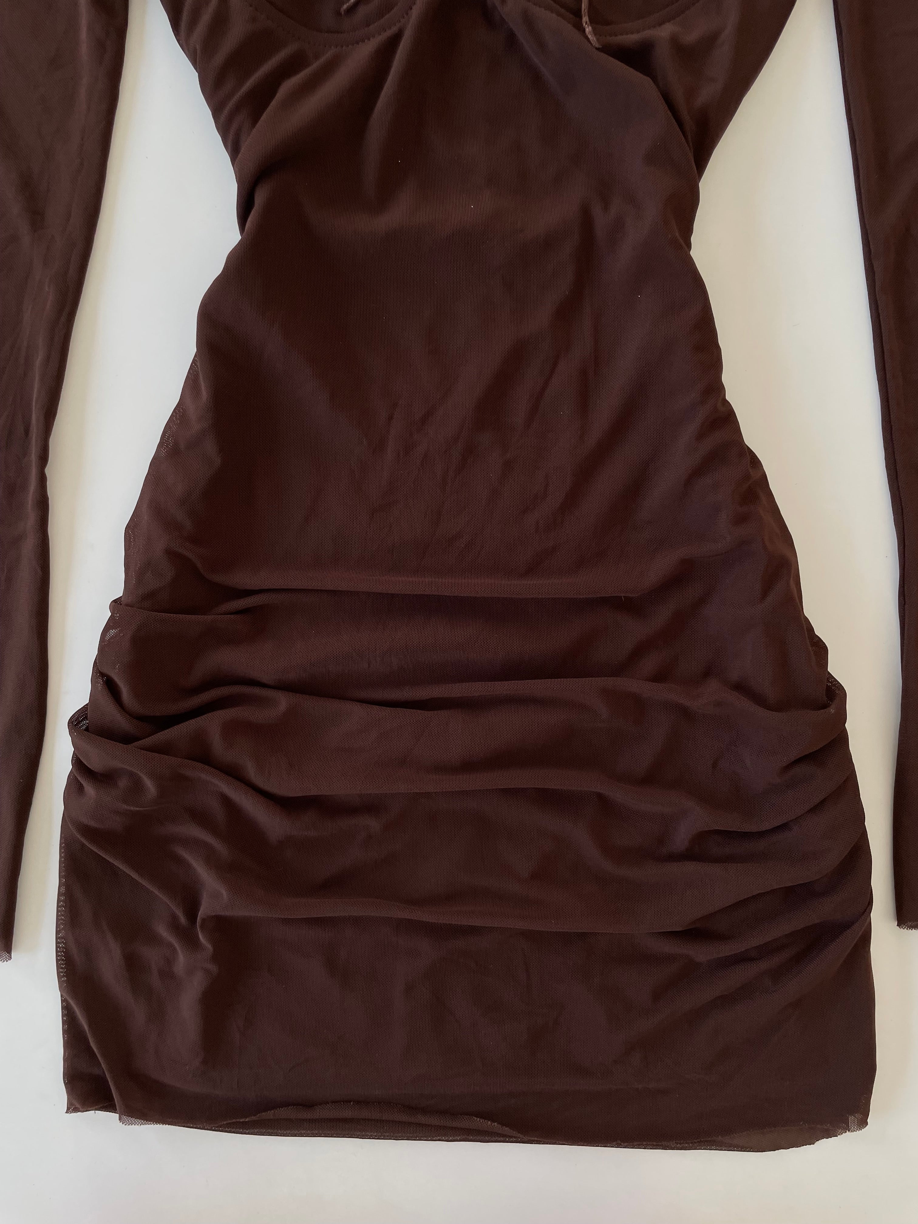 Ruched Brown Dress-Bust 30 - Image 3