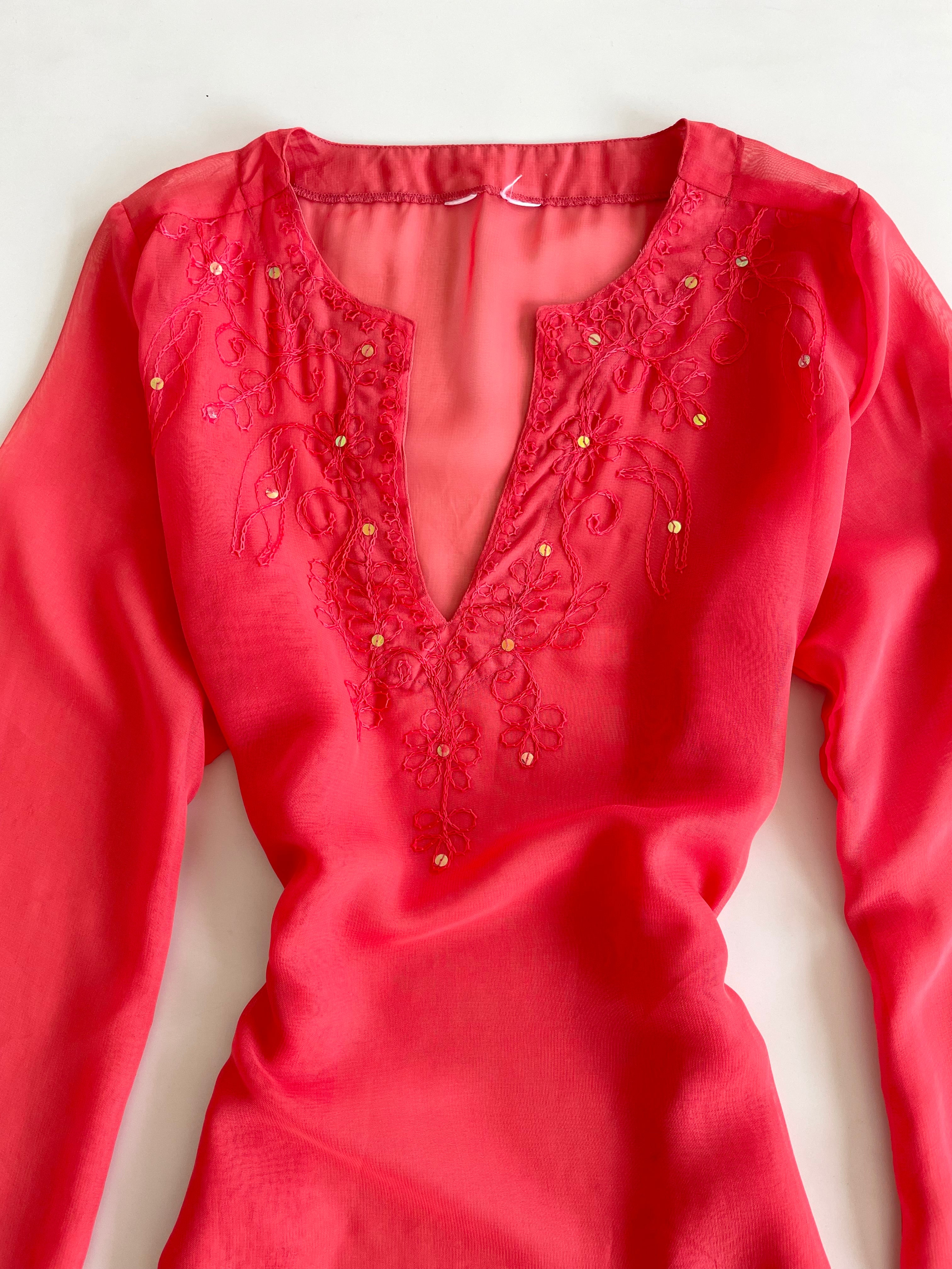 Embroidered Sheer Kurti -Bust 44 - Image 2