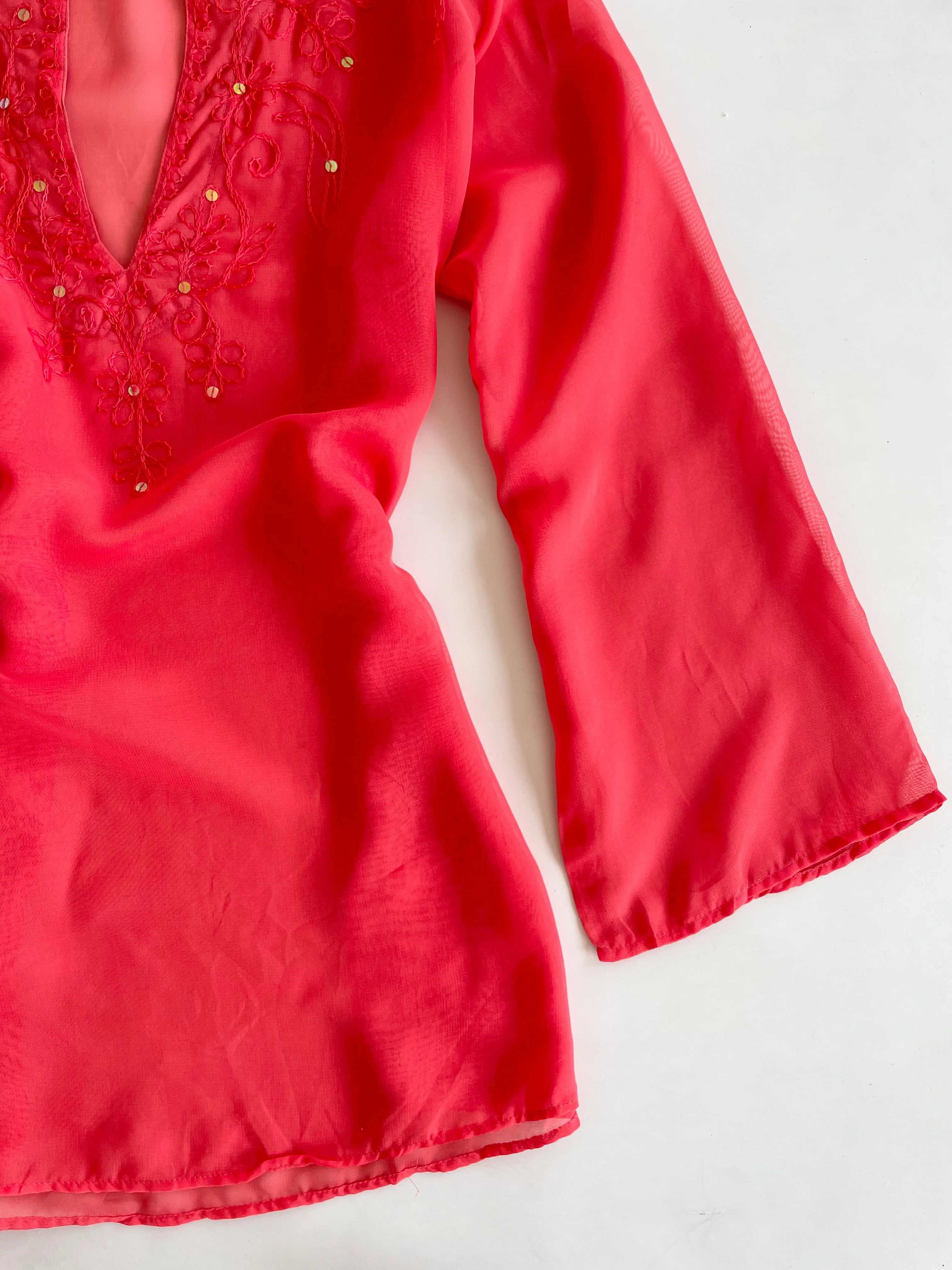Embroidered Sheer Kurti -Bust 44 - Image 3