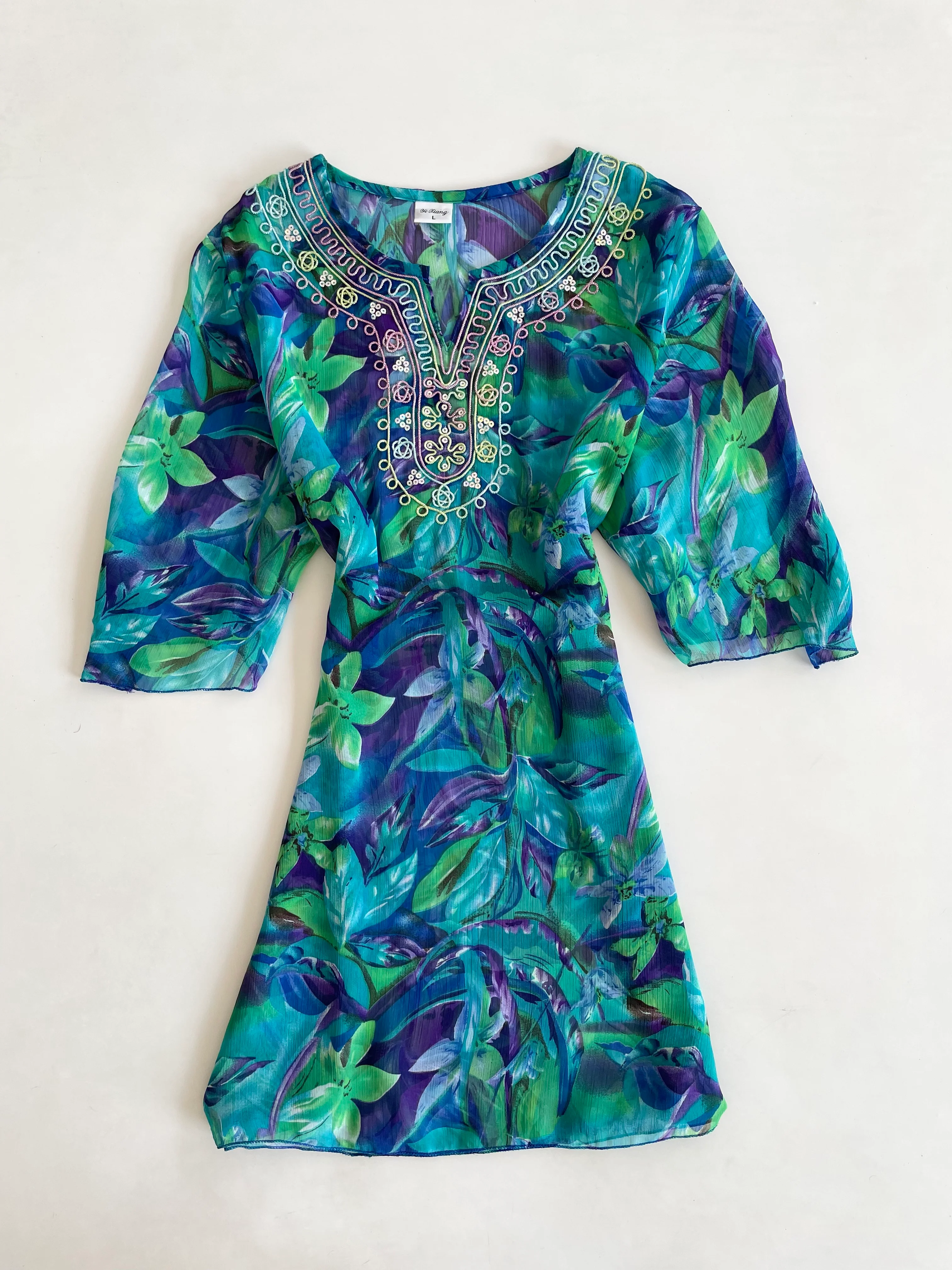 Embroidered Sheer Kurti-Bust 44