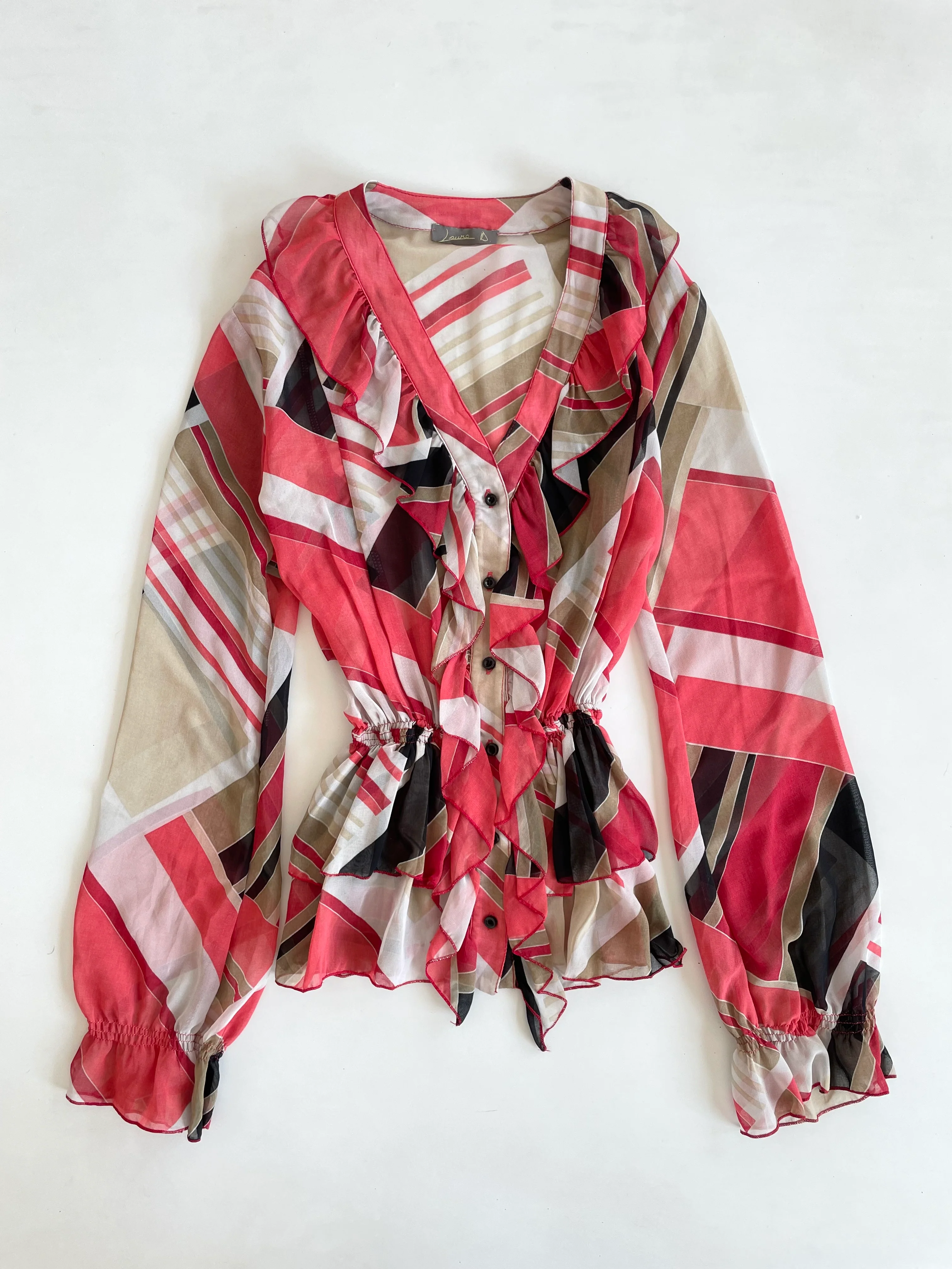 Vintage Ruffle Sheer Top-Bust 36