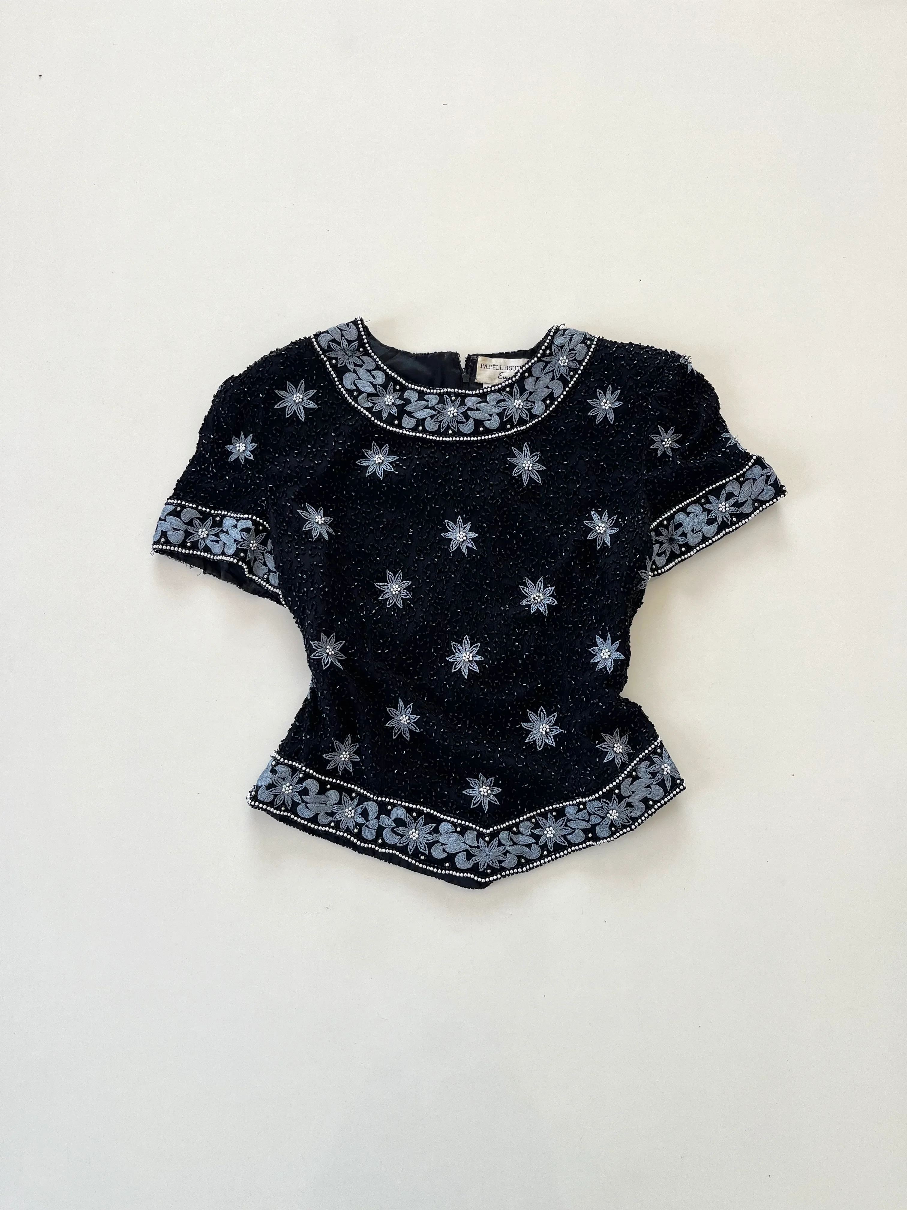 Papēll Boutique 100% Silk Hand Embroidered Top-Bust 34