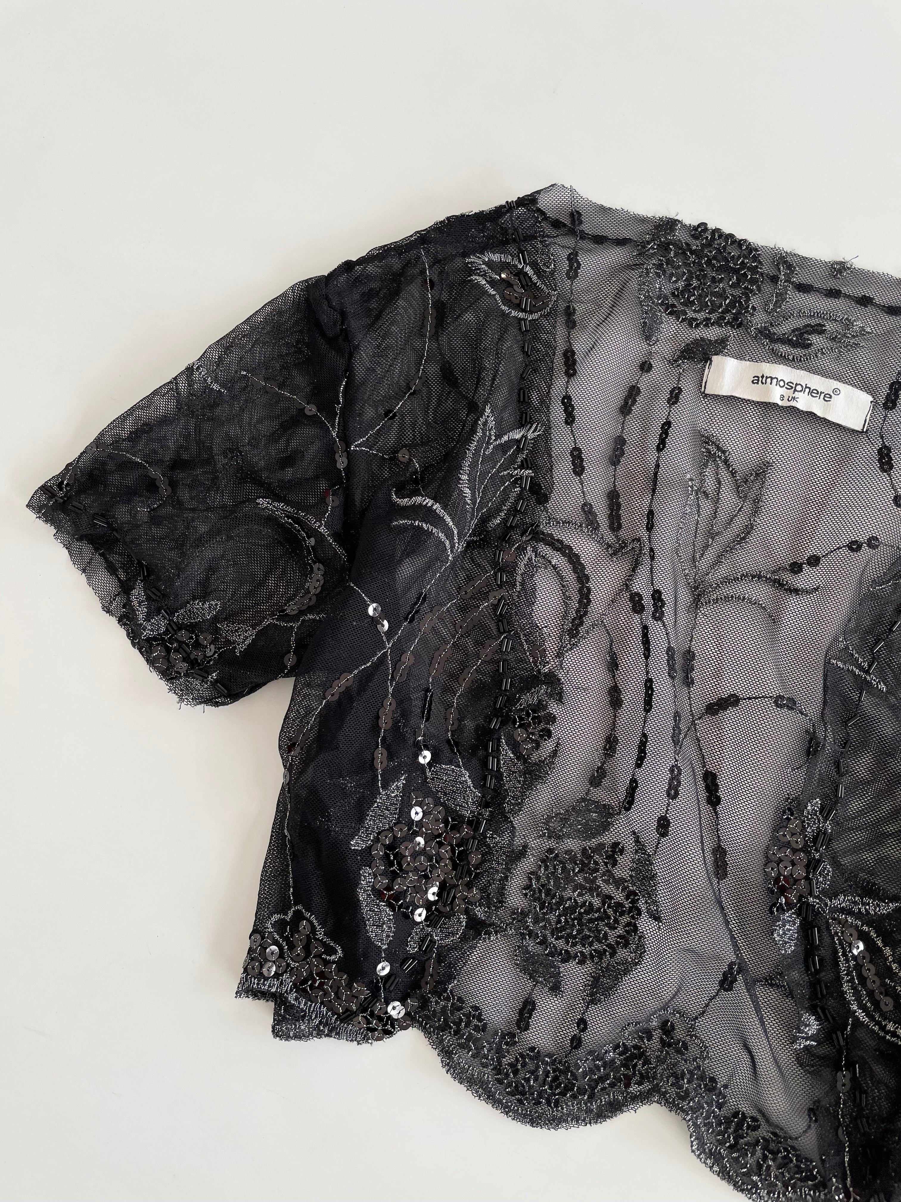 Atmosphere Embroidered Sheer Top-Bust 30 - Image 3