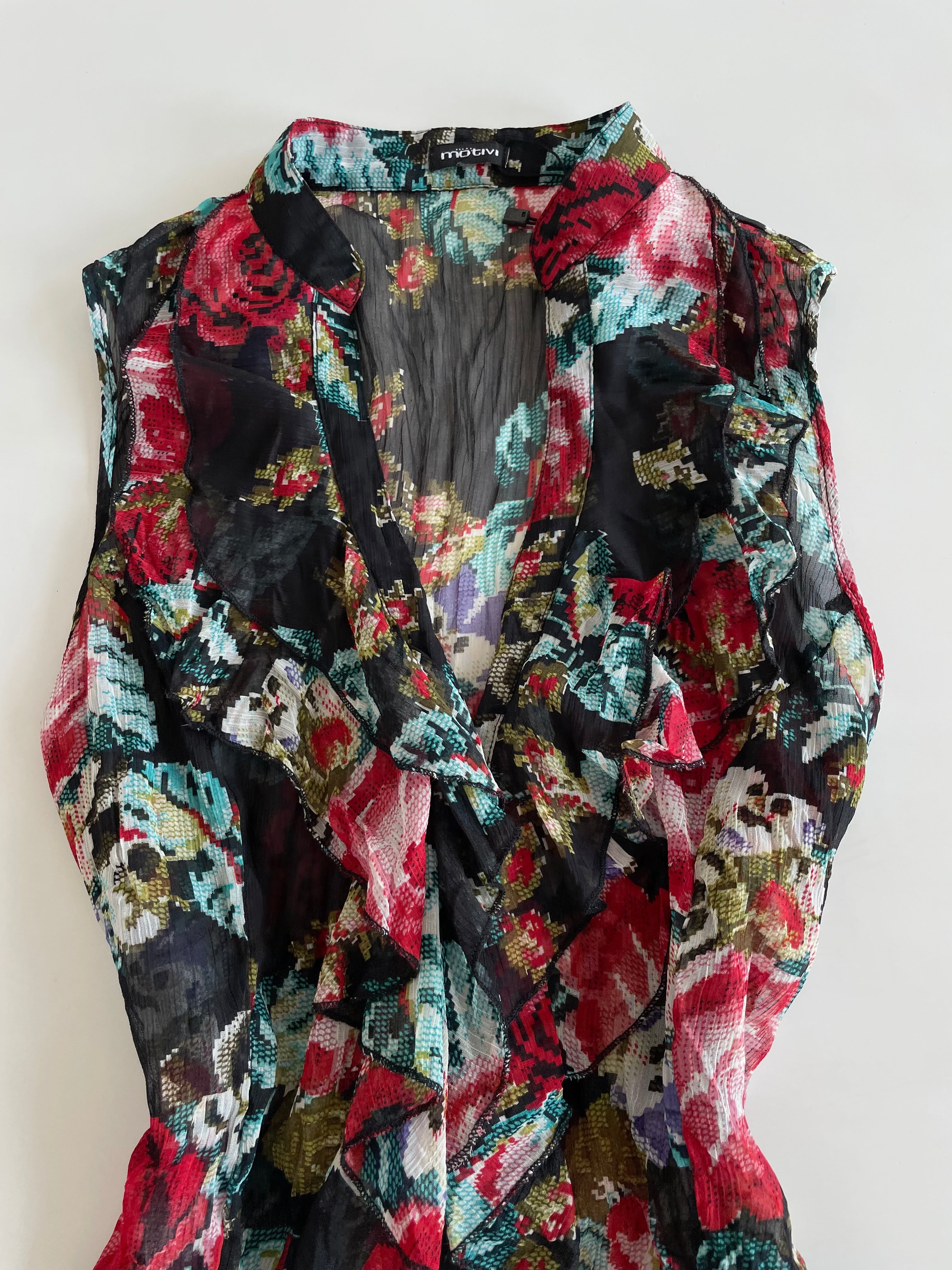Motivi Ruffle Sheer Top-Bust 38 - Image 2