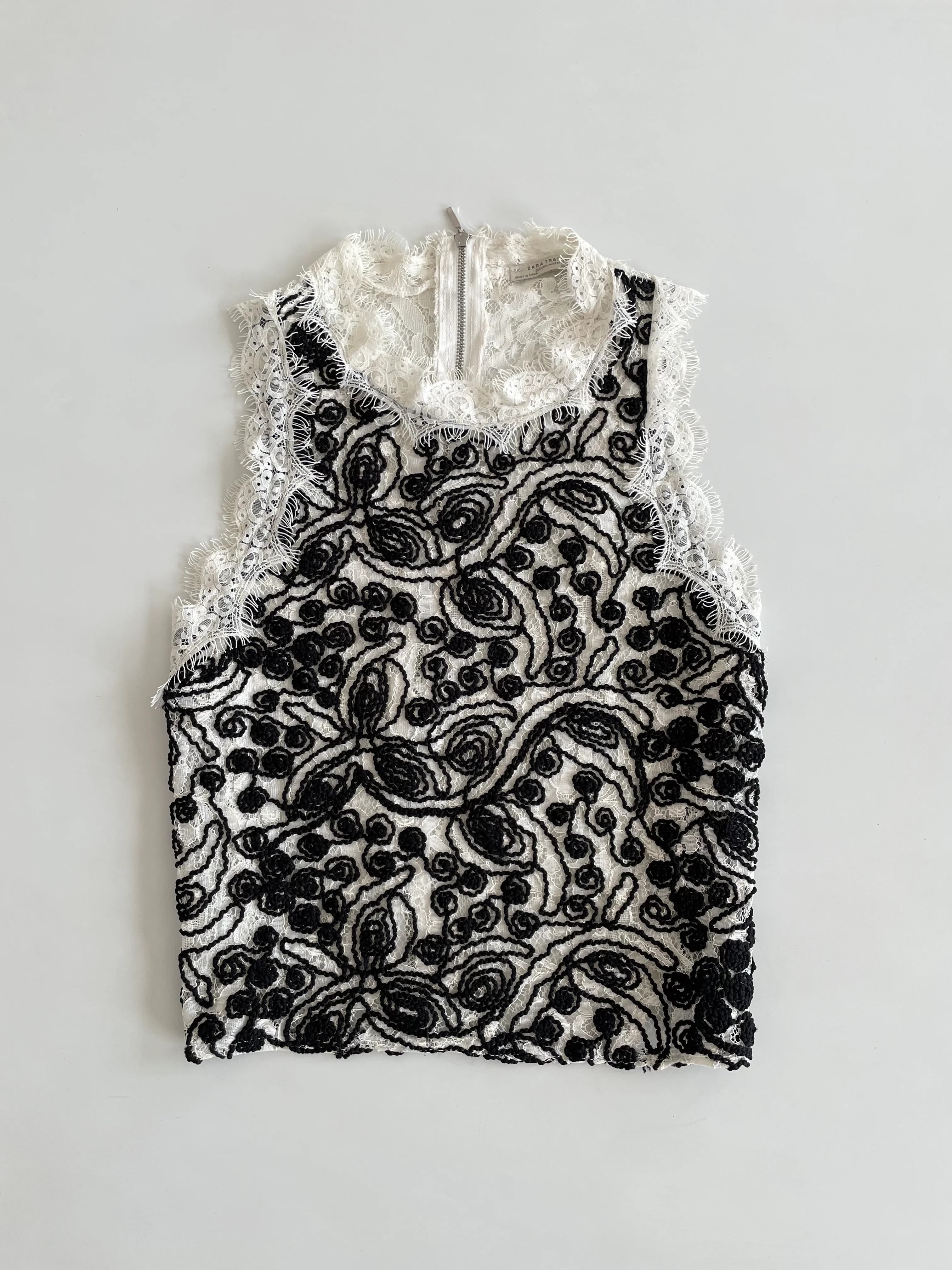 Zara Lacy Sheer Embroidered Top-Bust 34 to 36