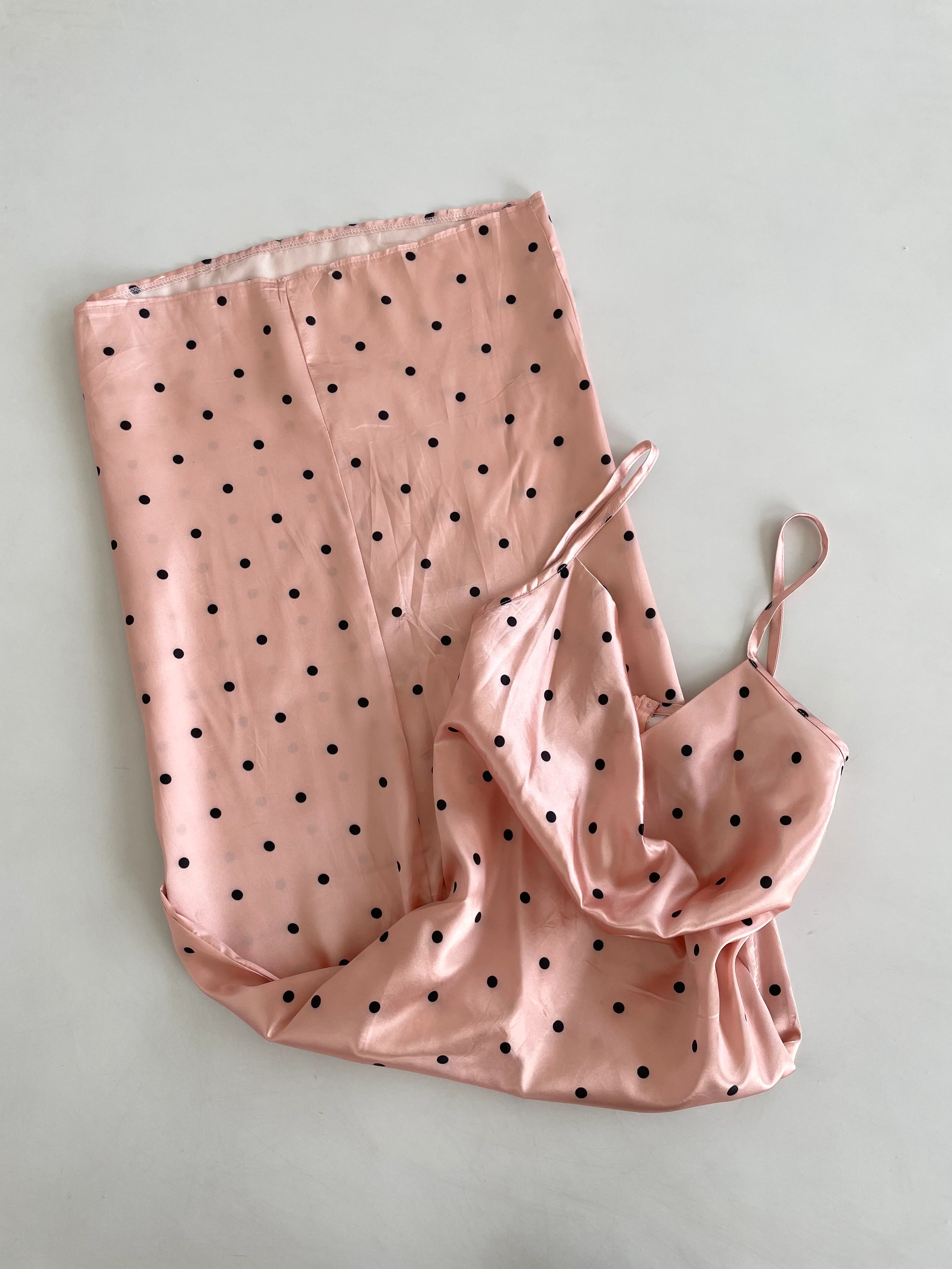 Polka Dots Satin Cowl Neck Dress -Bust 32