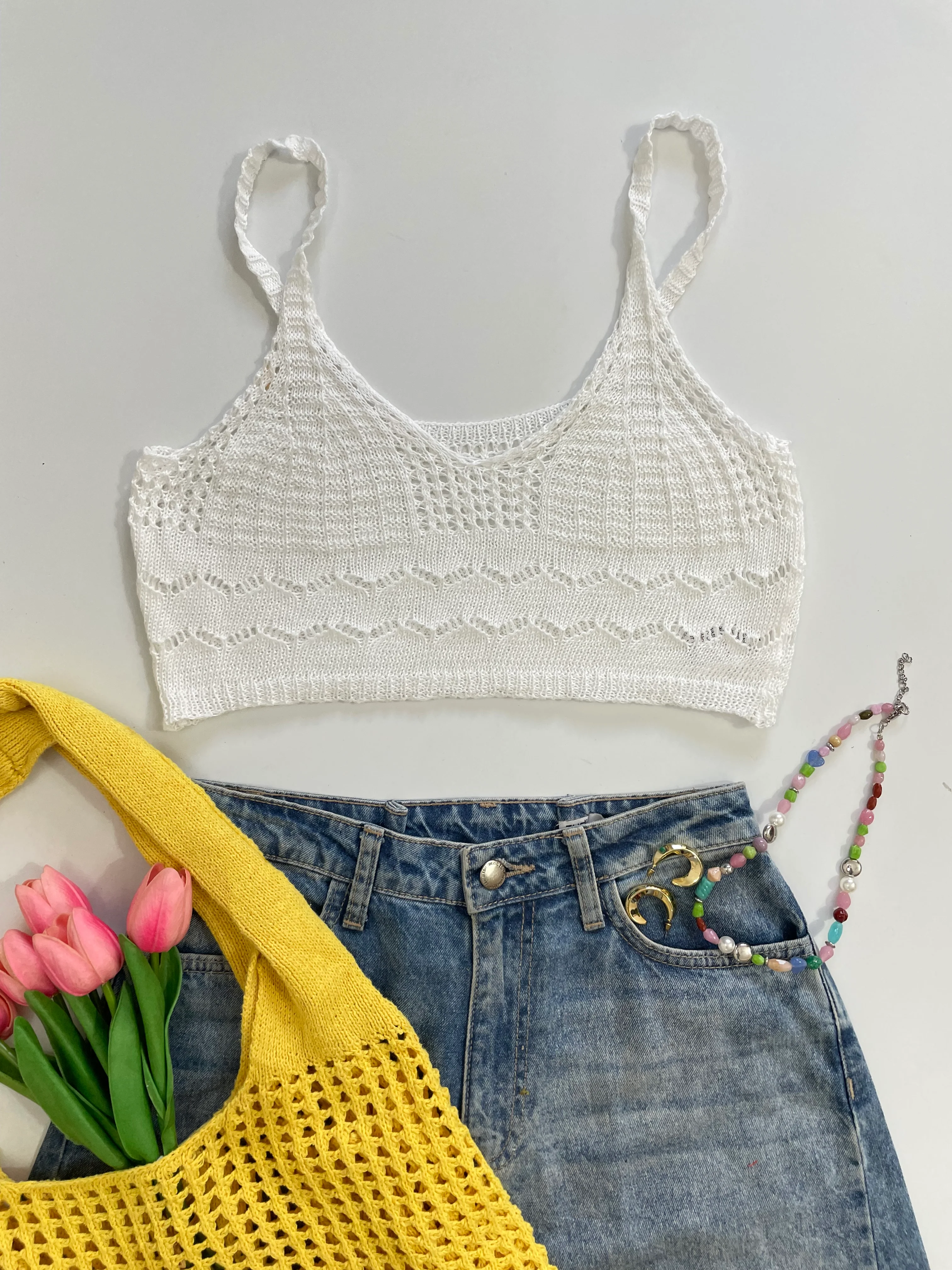 Crochet White Top-Bust 34