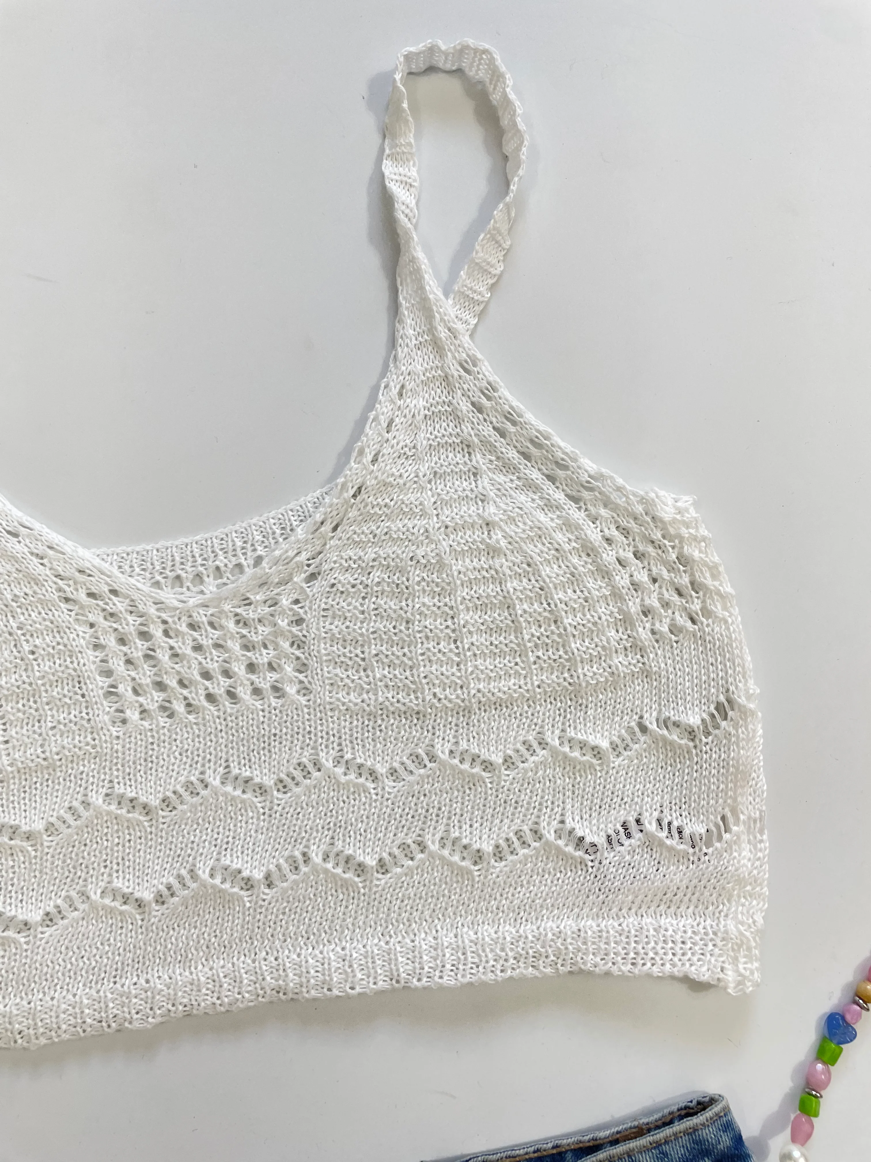Crochet White Top-Bust 34 - Image 2