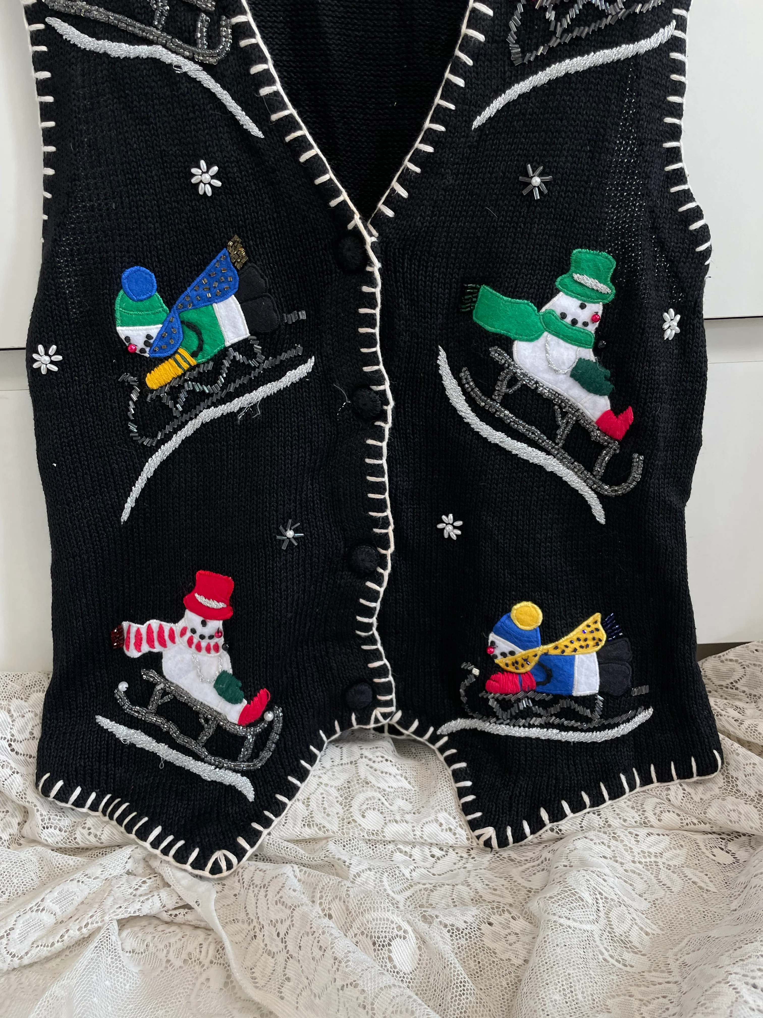 Vintage Christmas Sweater Vest-Bust 38 - Image 3