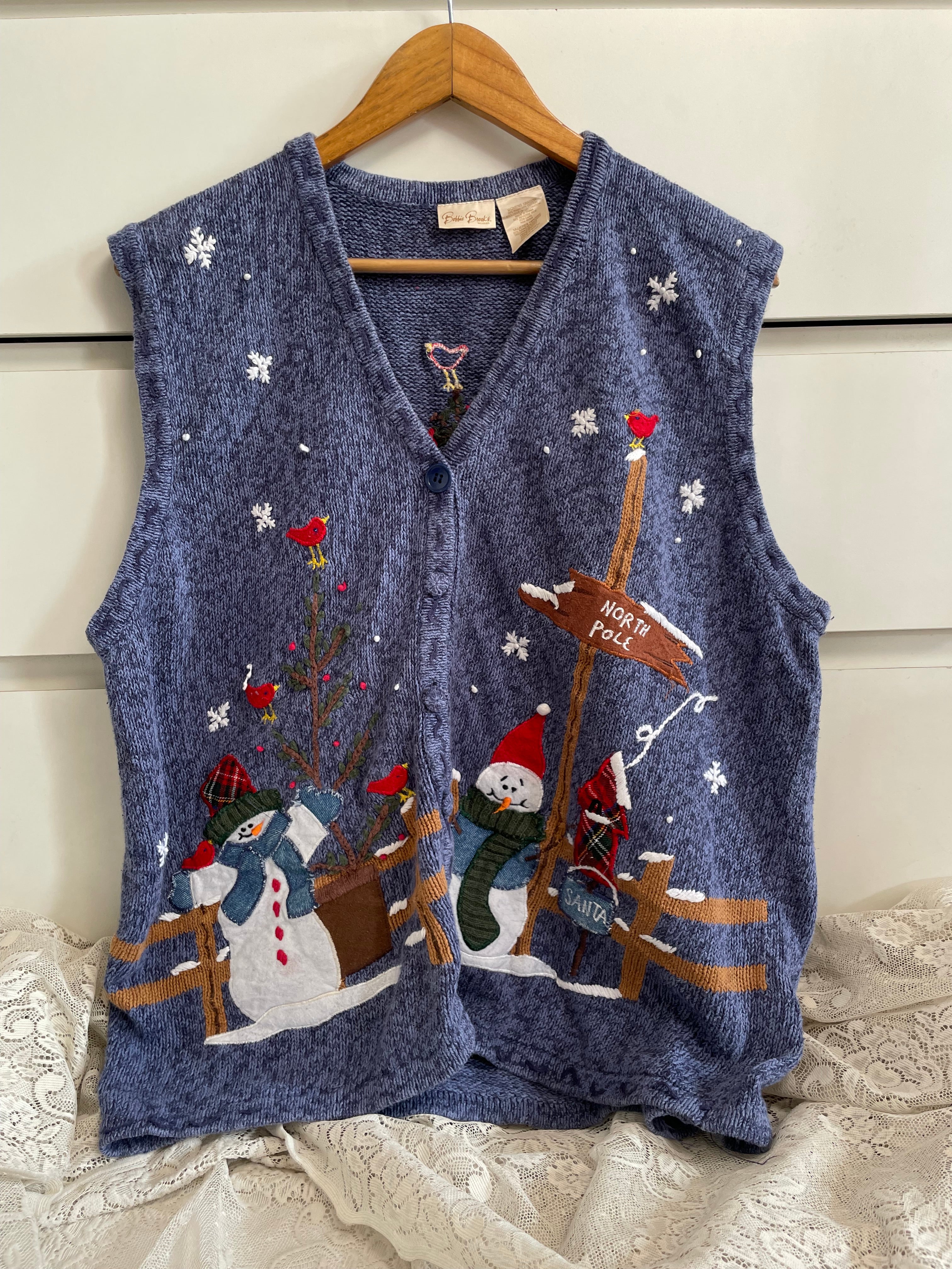 Bobbie Brooks Vintage Christmas Sweater Vest-Bust 48