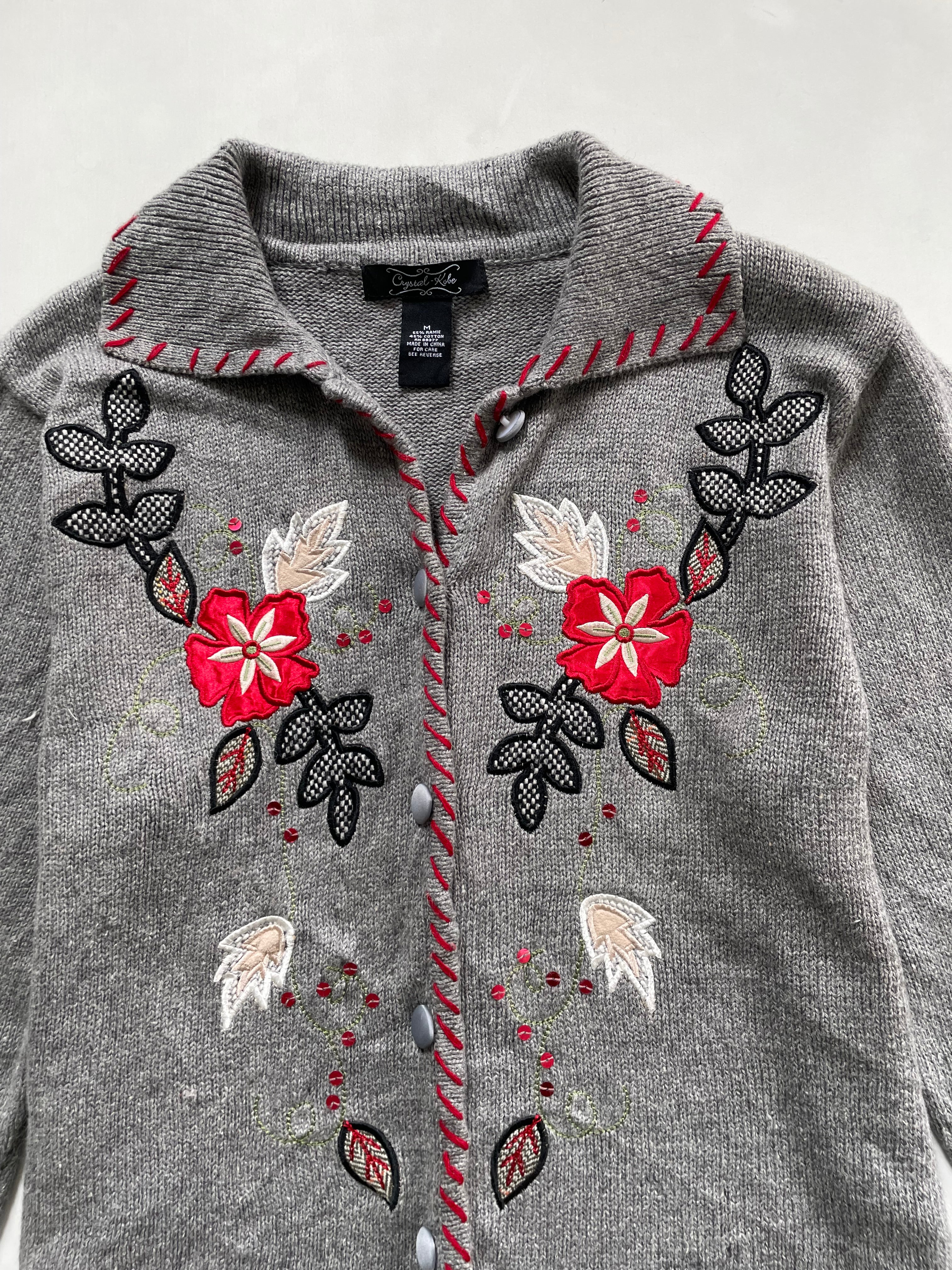 Crystal Kobe Vintage Embroidered Sweater-Bust 40 - Image 2