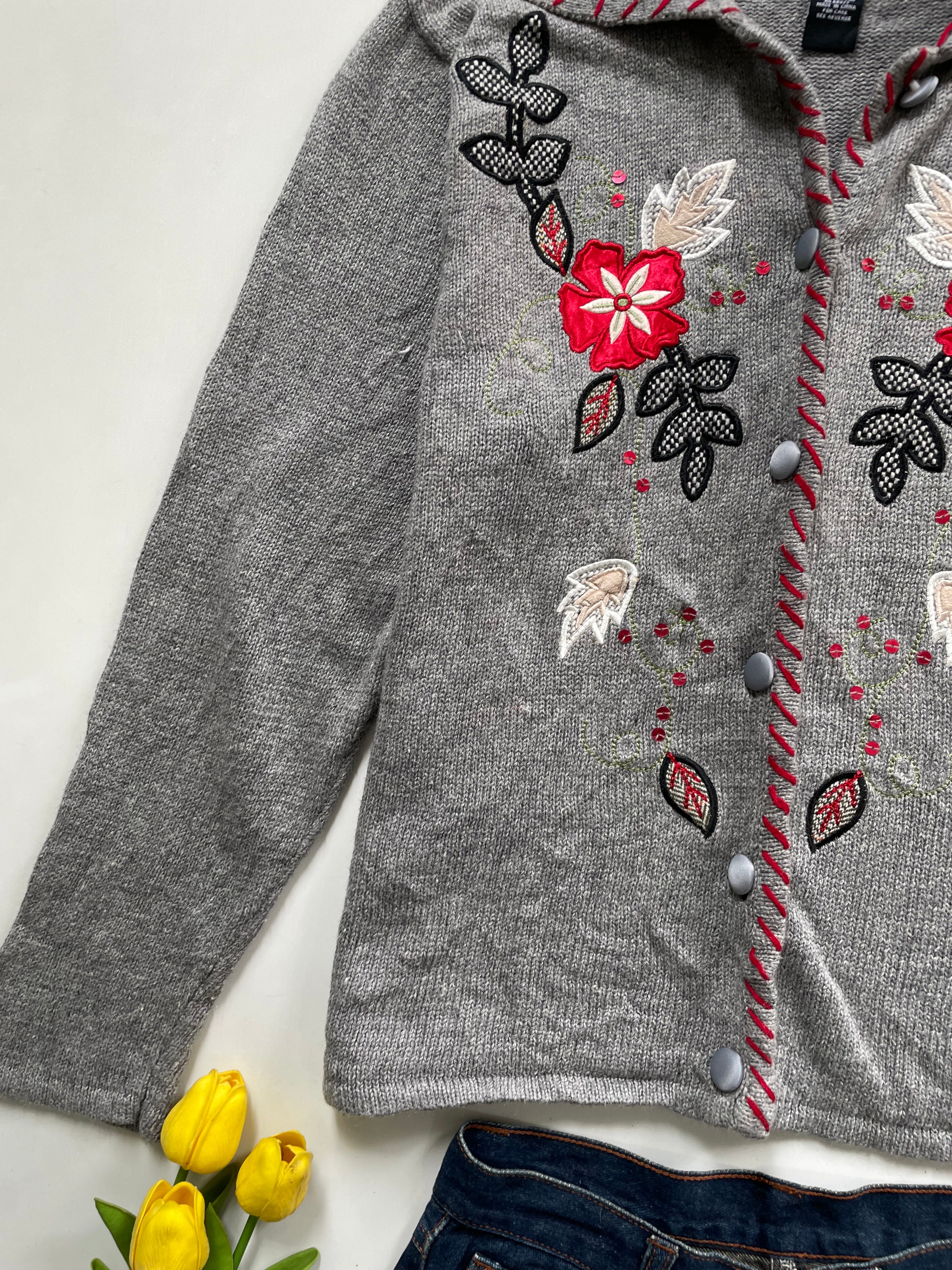 Crystal Kobe Vintage Embroidered Sweater-Bust 40 - Image 3