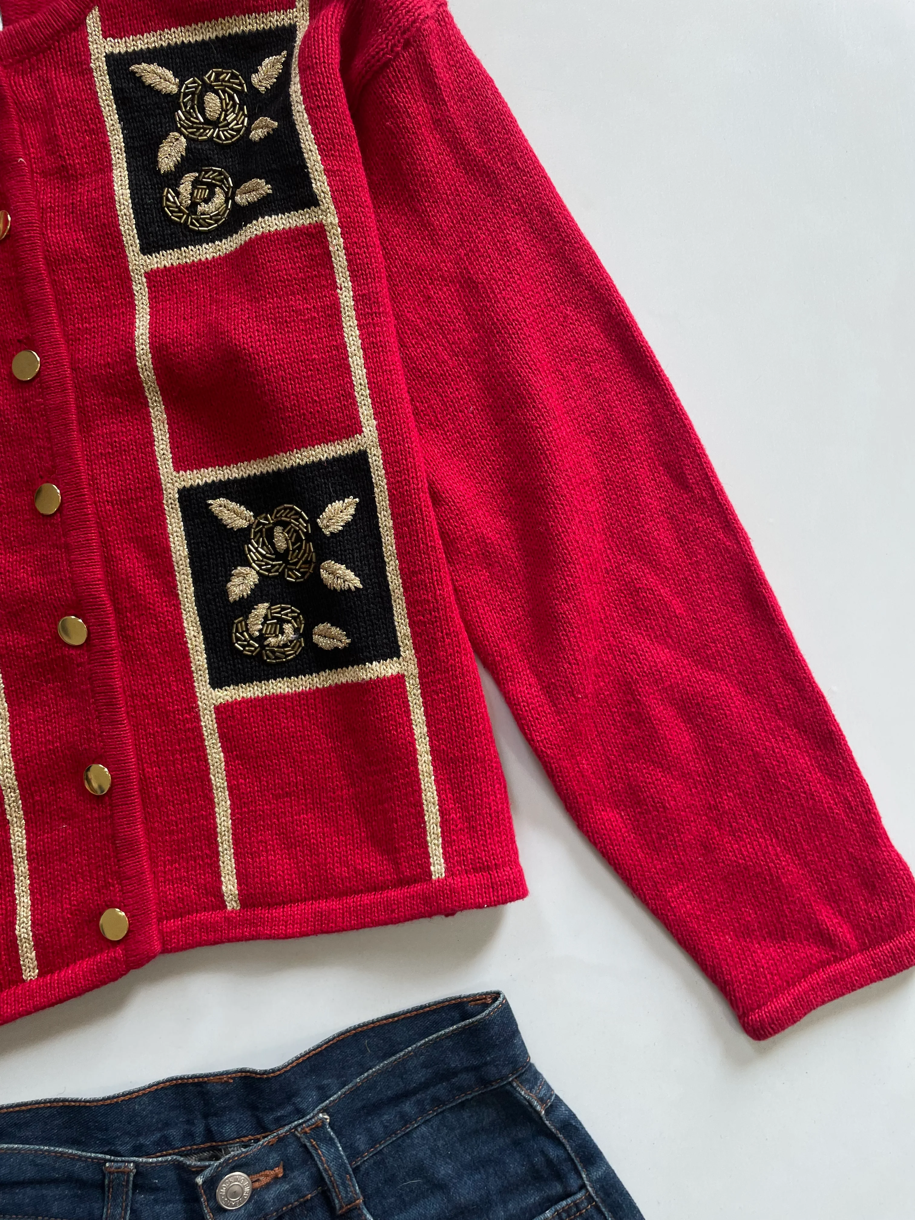Lise J Vintage Embroidered Sweater-Bust 42 - Image 3