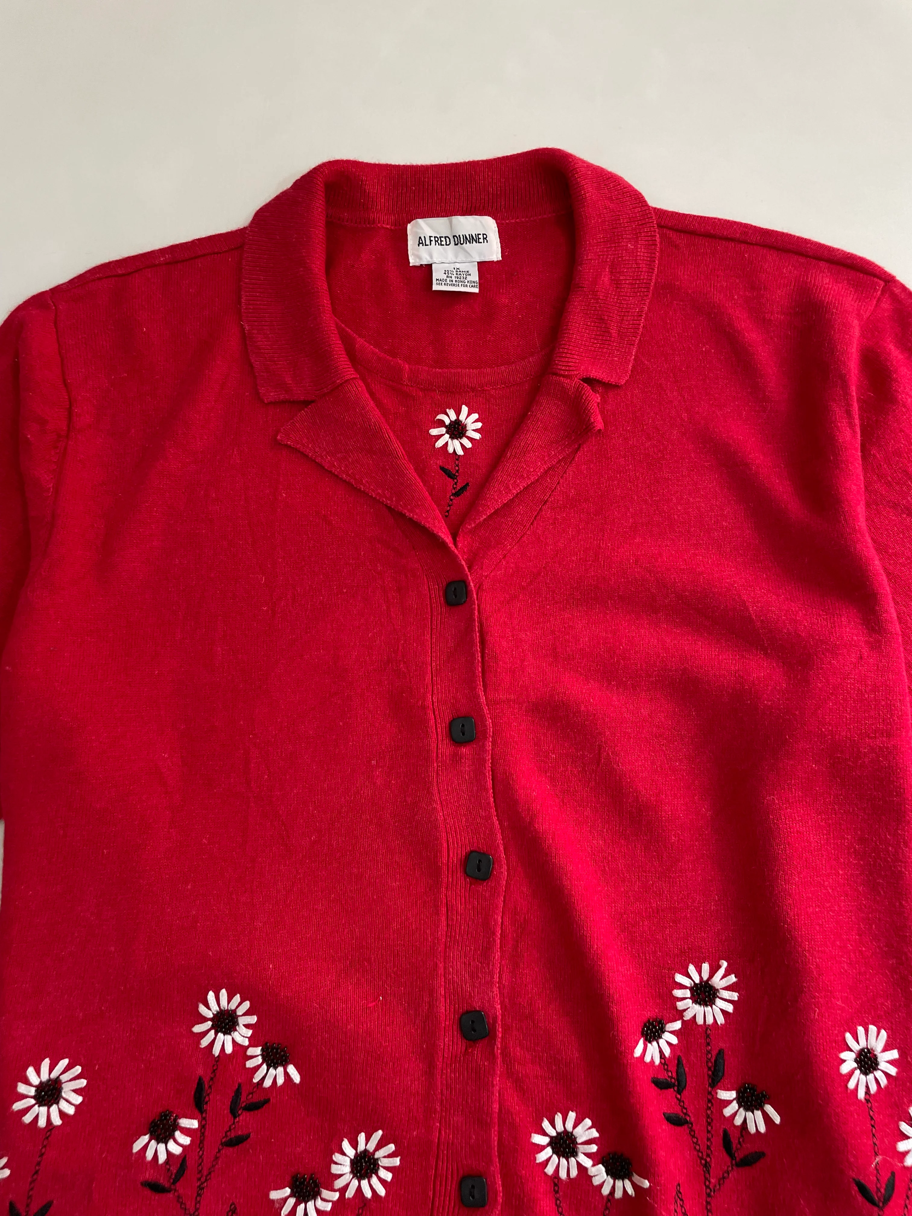 Alfred Dunner Vintage Embroidered Sweater Vest-Bust 46 - Image 2