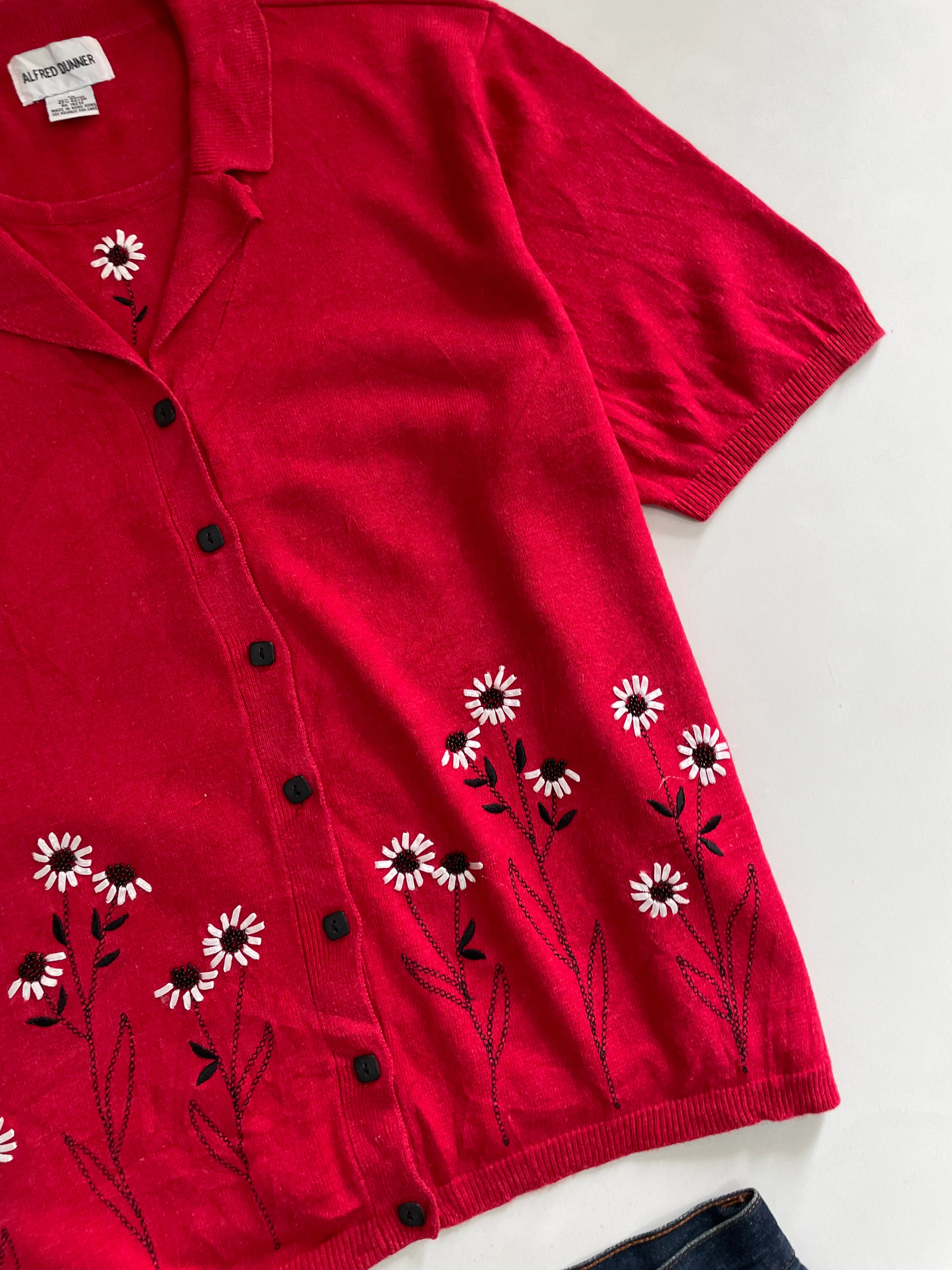 Alfred Dunner Vintage Embroidered Sweater Vest-Bust 46 - Image 3