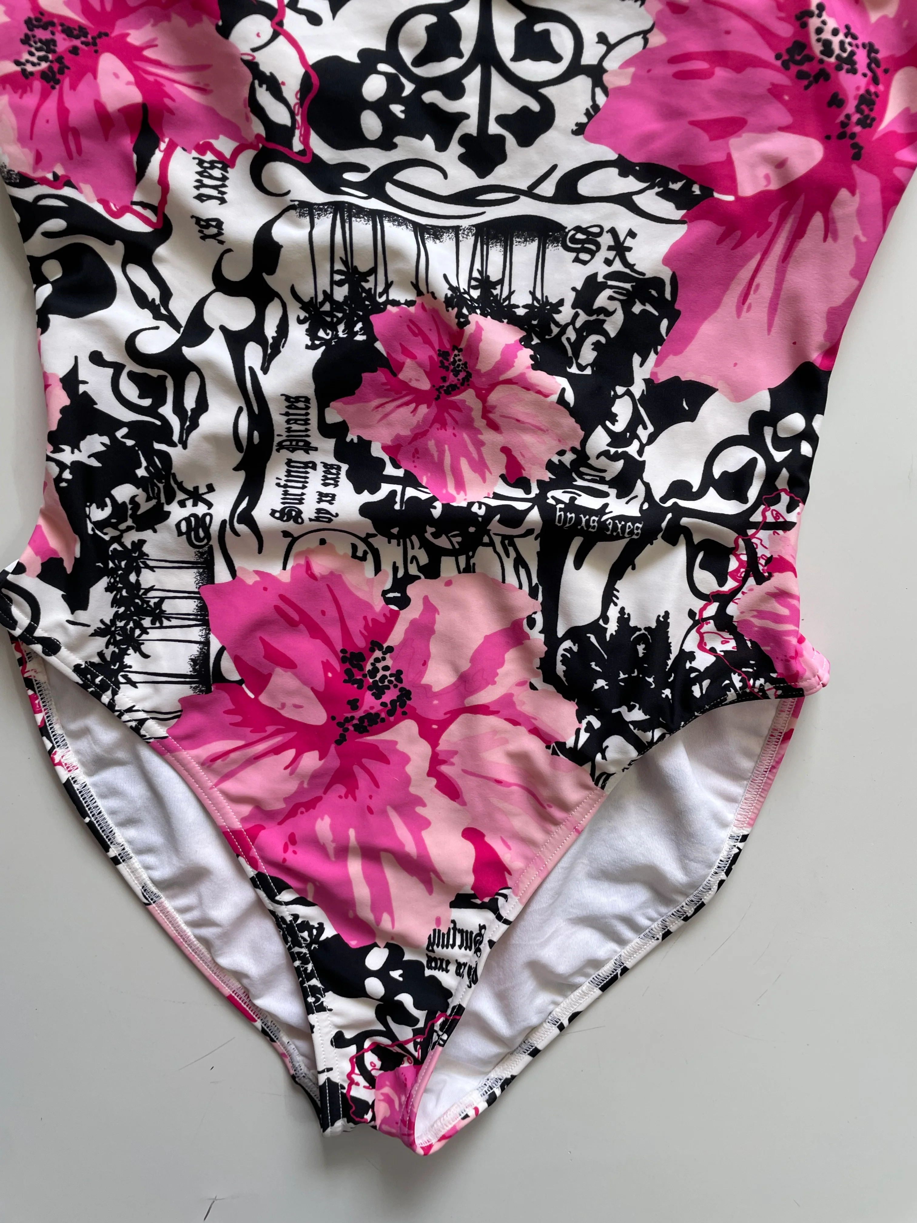 Y2K WHITE PRINTED SWIMSUIT- BUST 34 TO 36 - Image 3